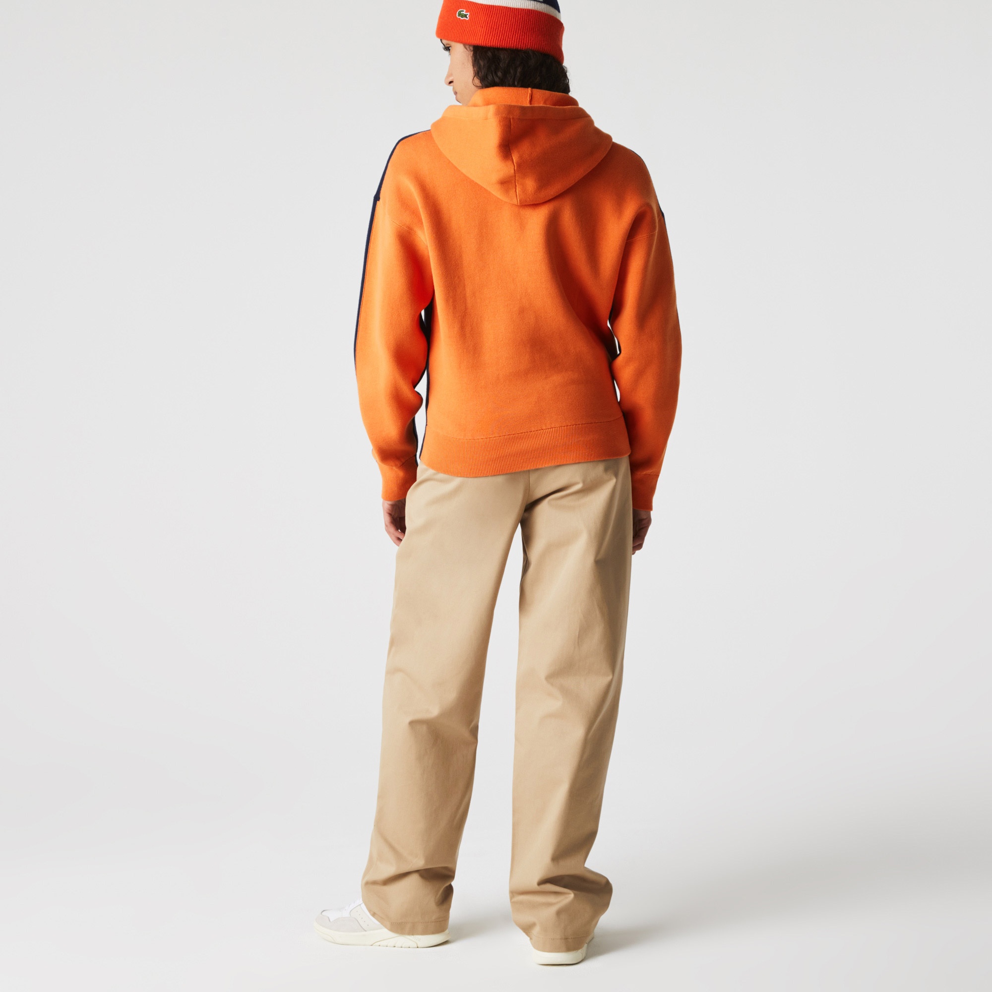 Lacoste Kadın Regular Fit Kapüşonlu Renk Bloklu Lacivert Kazak