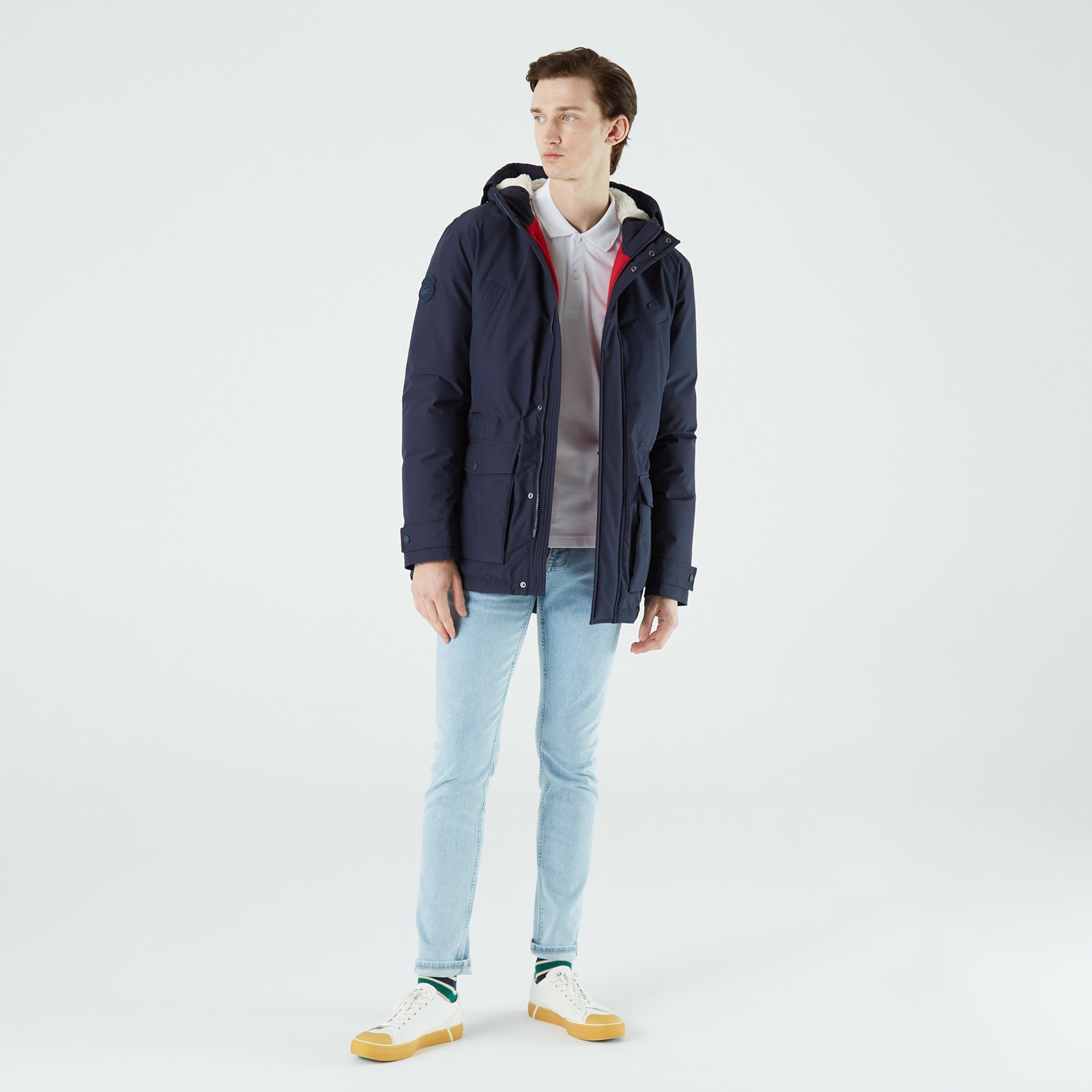 Lacoste Erkek Kapüşonlu Lacivert Mont