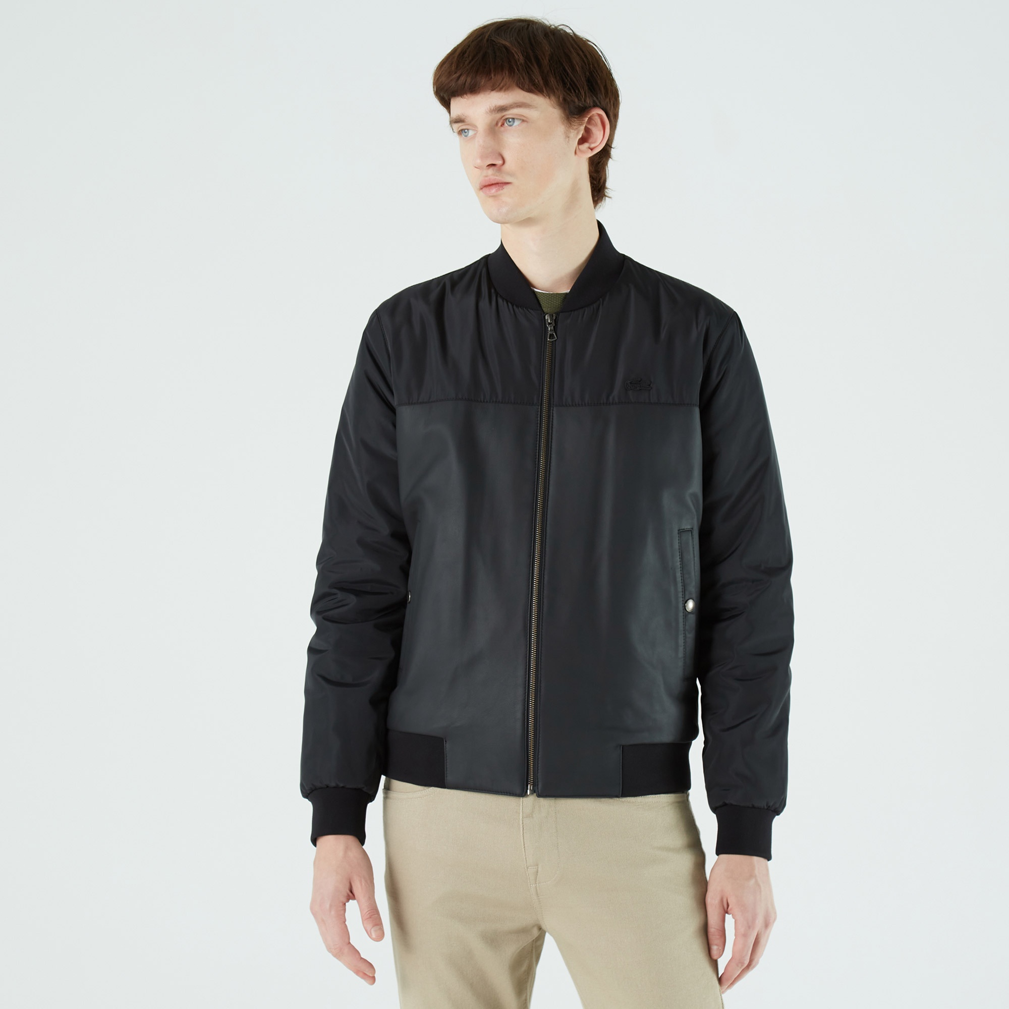 Lacoste Erkek Renk Bloklu Siyah Mont