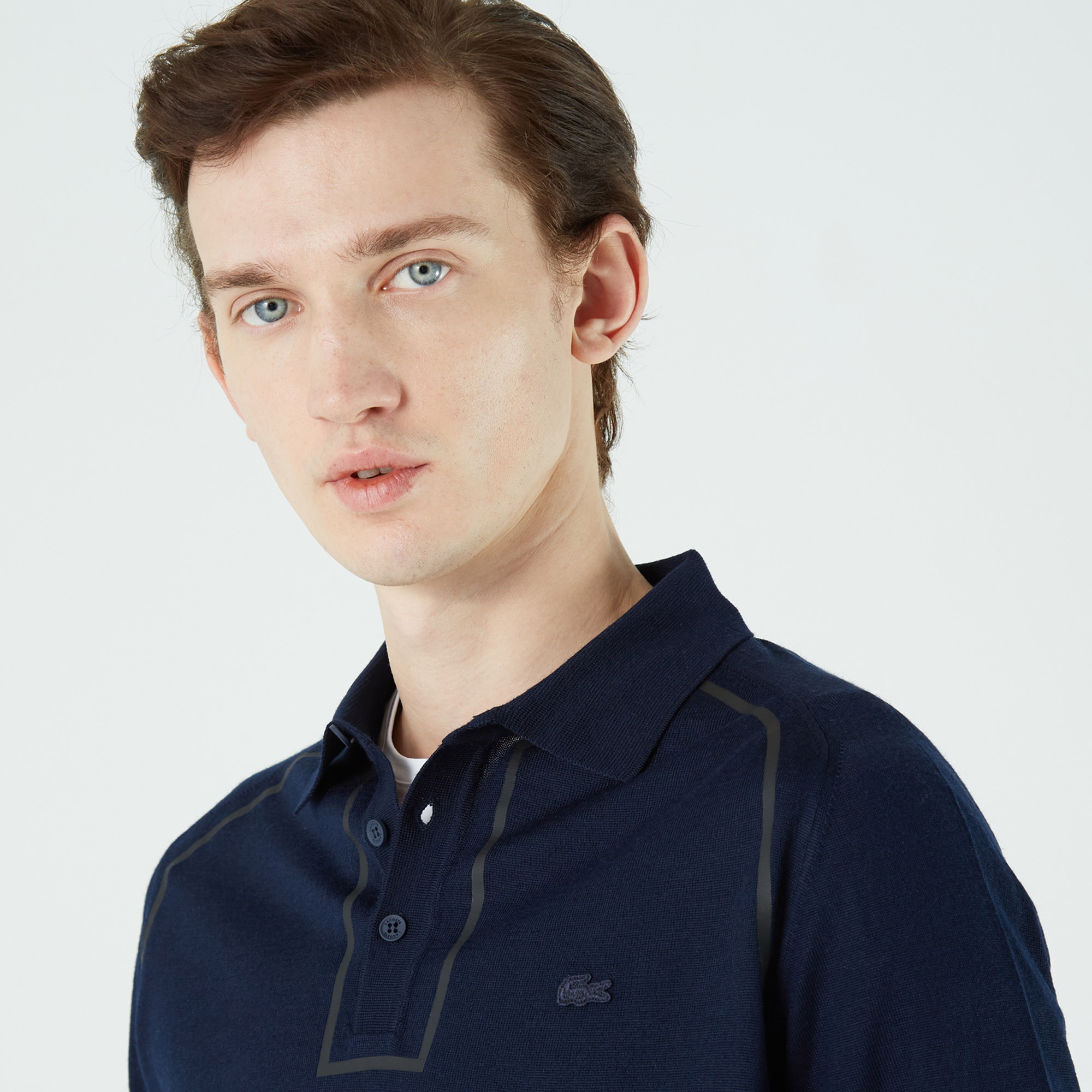 Lacoste Erkek Regular Fit Düğmeli Polo Yaka Lacivert Kazak