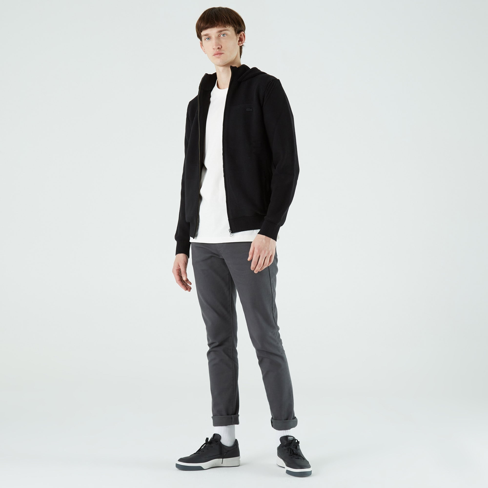 Lacoste Erkek Fermuarlı Siyah Hırka