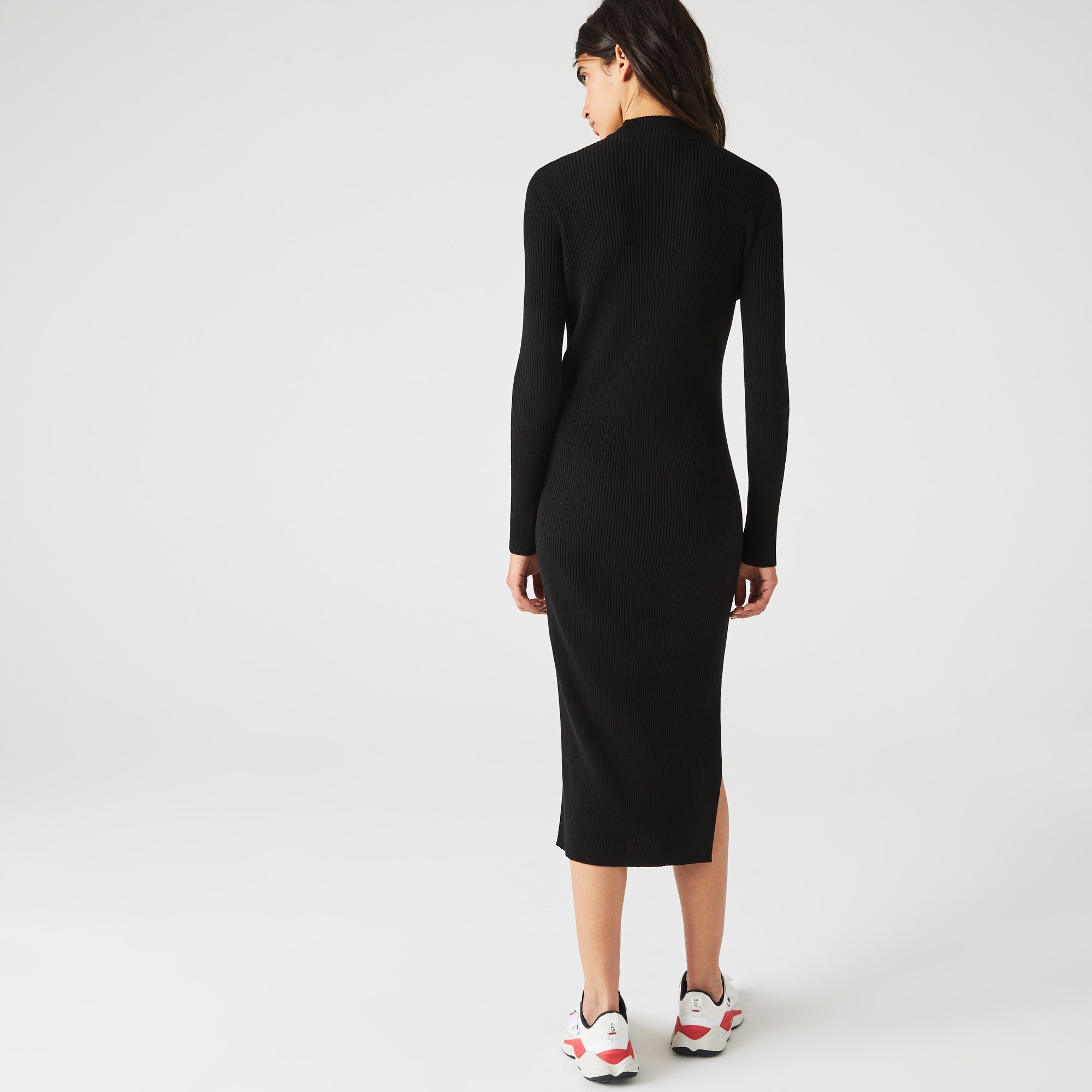 Lacoste L!VE Kadın Uzun Kollu Slim Fit Siyah Elbise