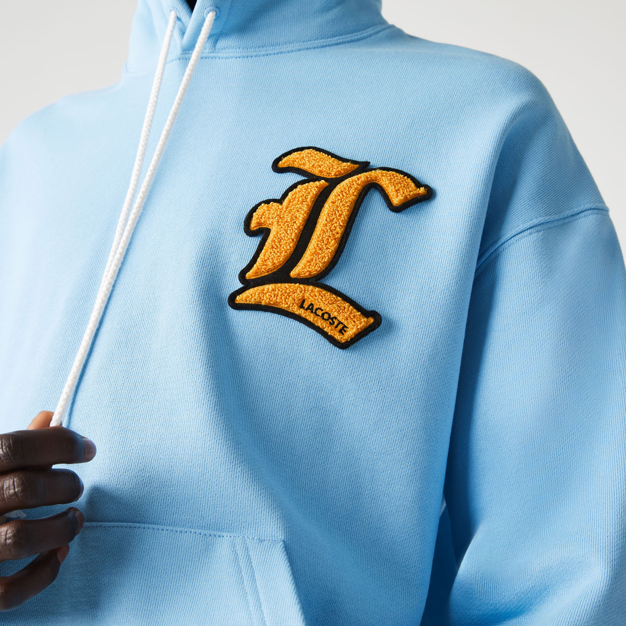 Lacoste L!VE Unisex Relaxed Fit Kapüşonlu Mavi Sweatshirt