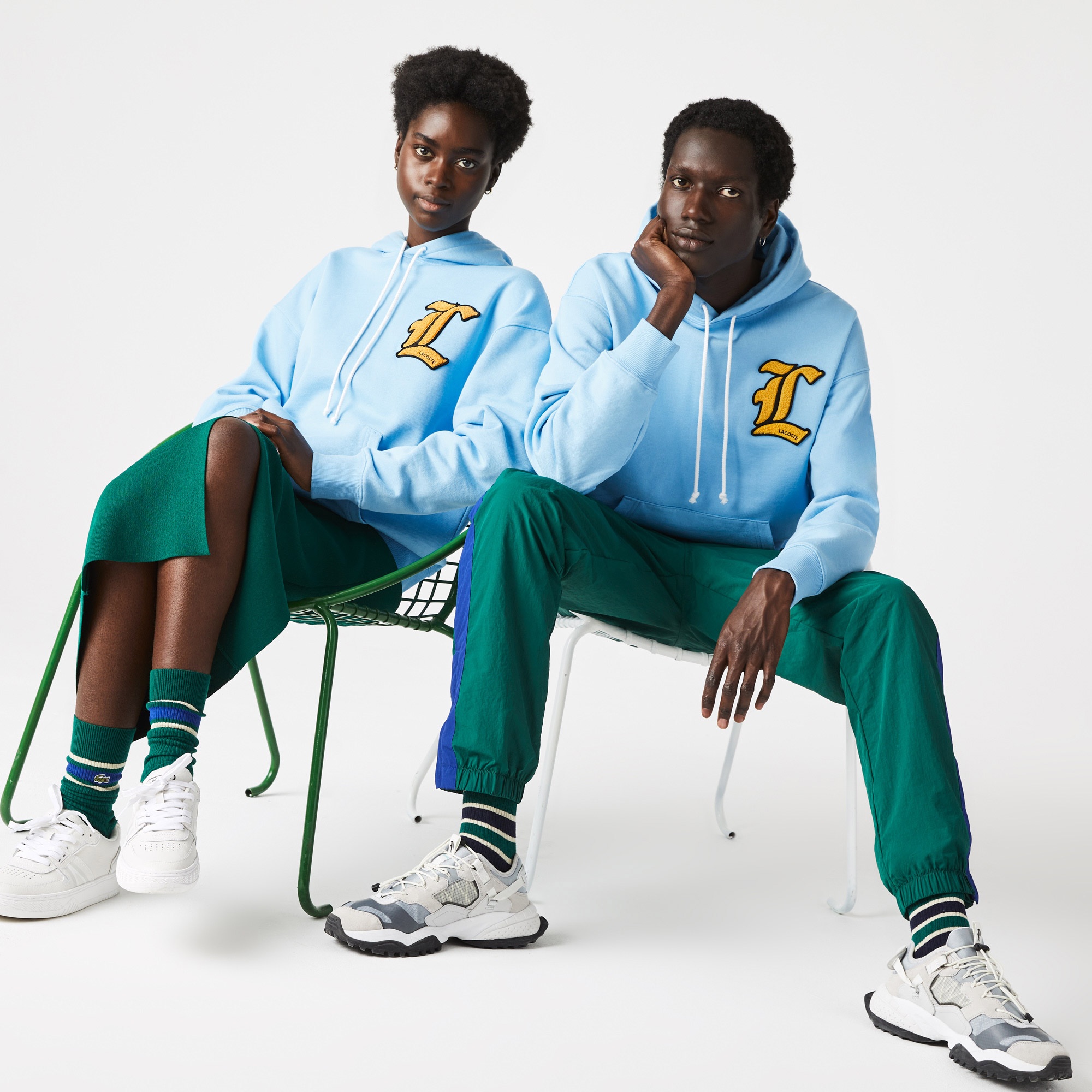 Lacoste L!VE Unisex Relaxed Fit Kapüşonlu Mavi Sweatshirt