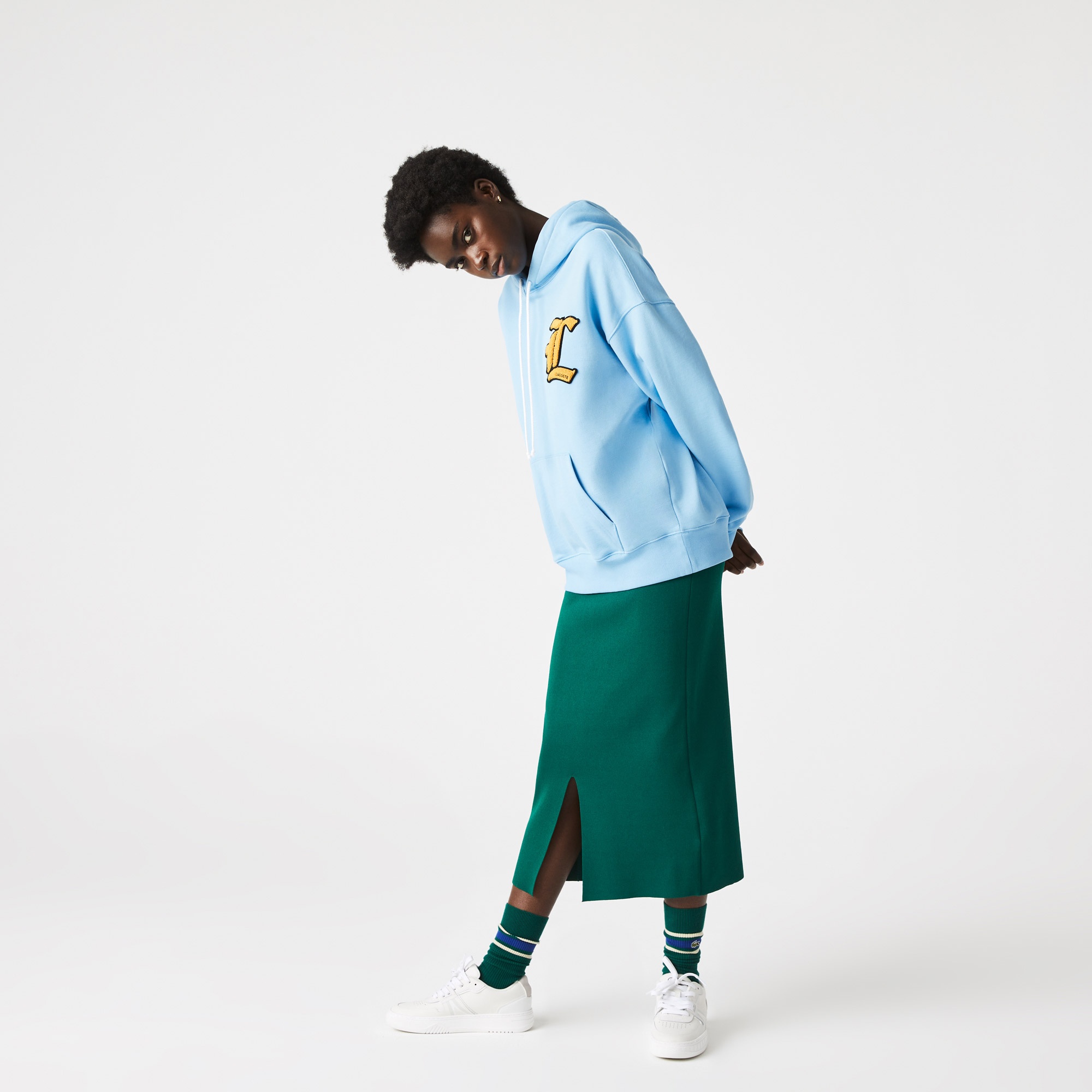 Lacoste L!VE Unisex Relaxed Fit Kapüşonlu Mavi Sweatshirt