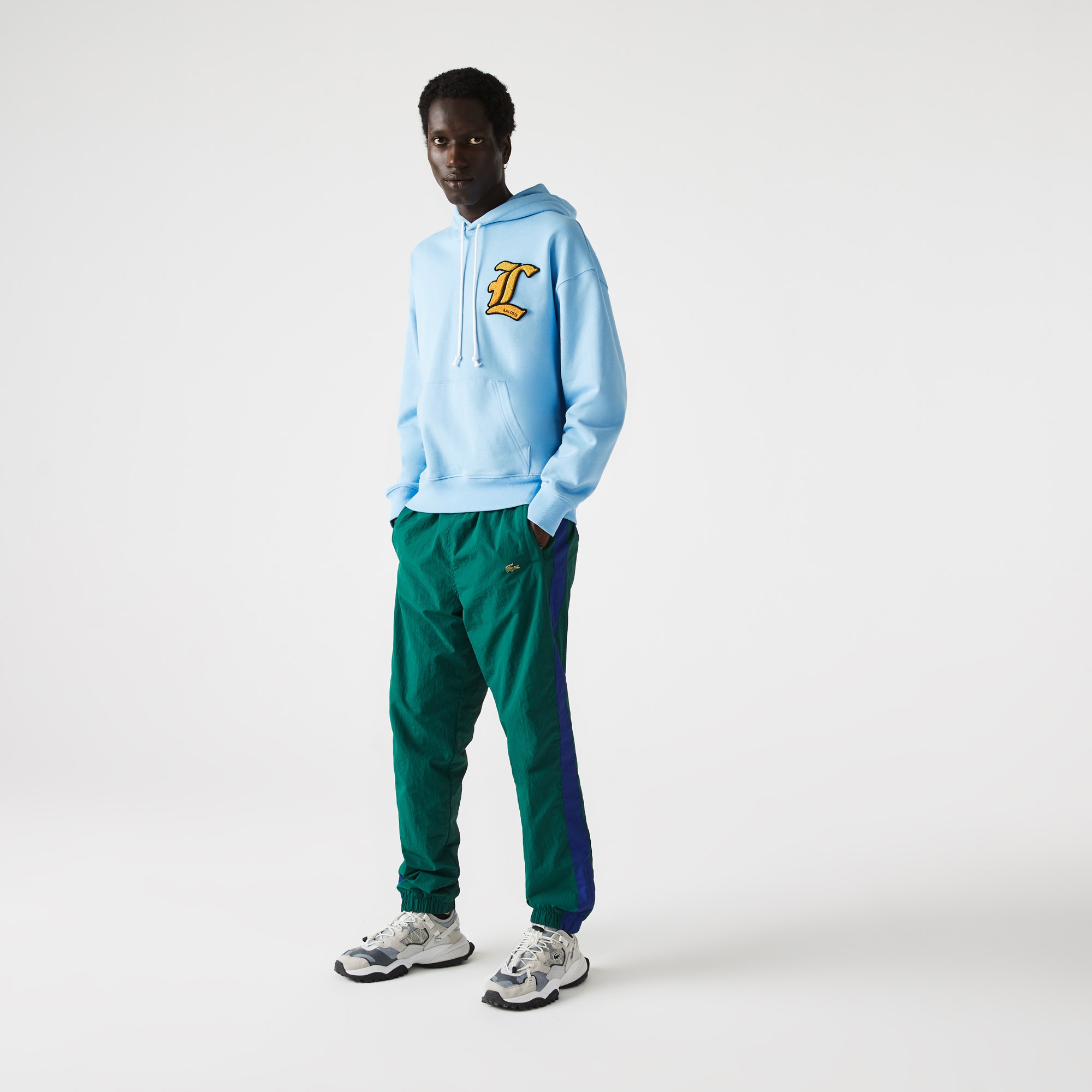 Lacoste L!VE Unisex Relaxed Fit Kapüşonlu Mavi Sweatshirt