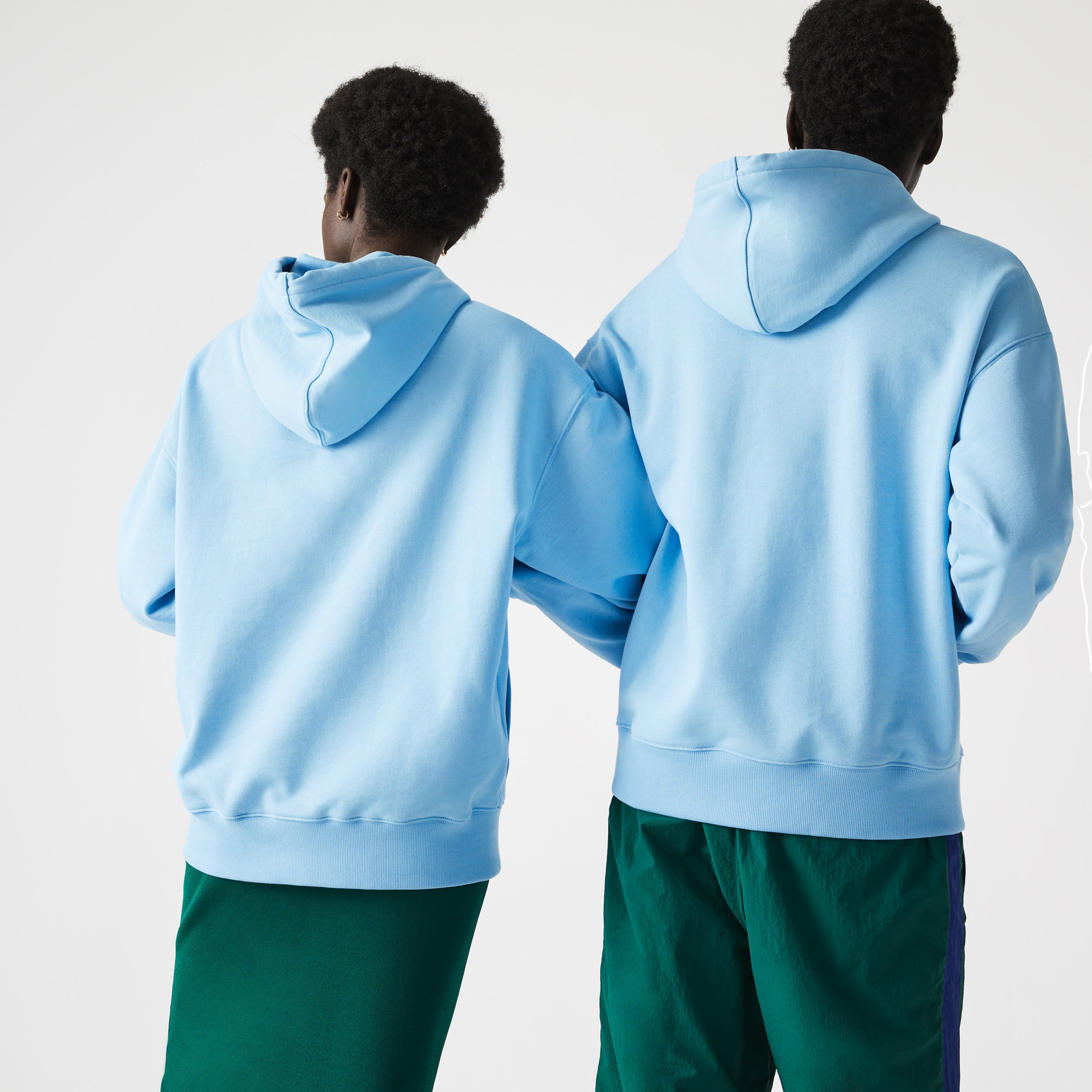 Lacoste L!VE Unisex Relaxed Fit Kapüşonlu Mavi Sweatshirt