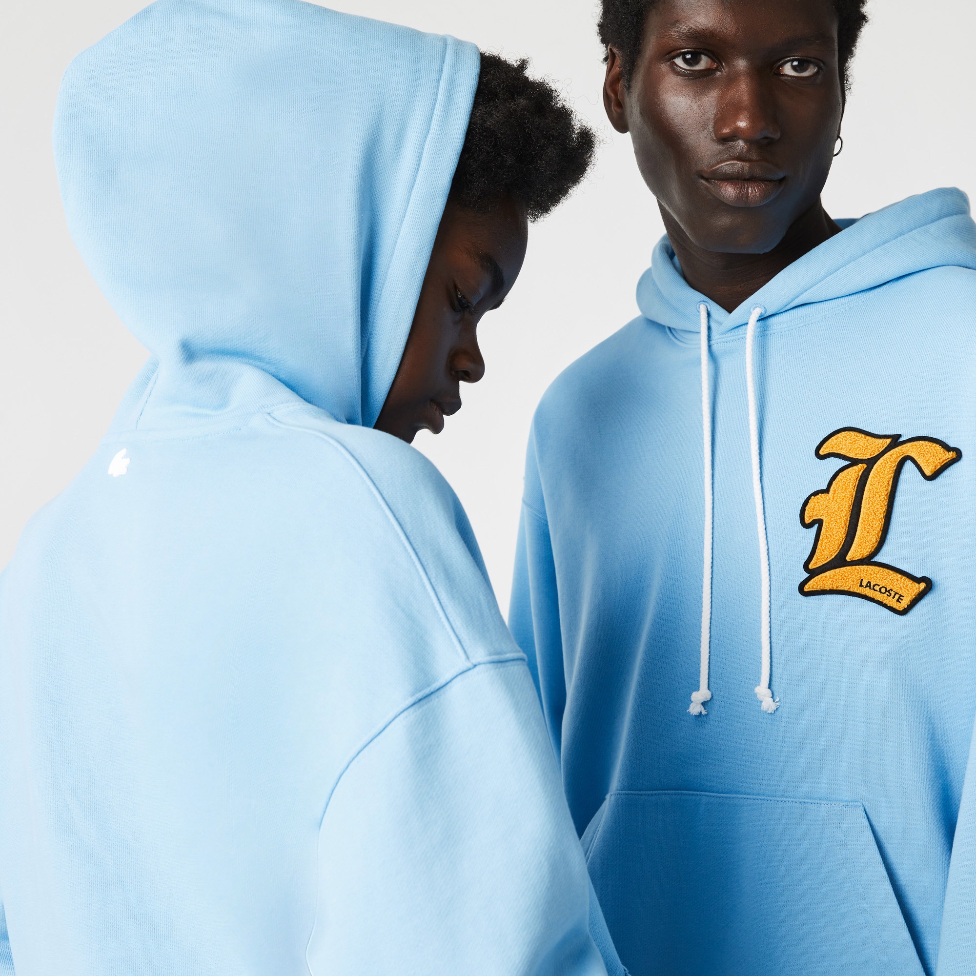 Lacoste L!VE Unisex Relaxed Fit Kapüşonlu Mavi Sweatshirt