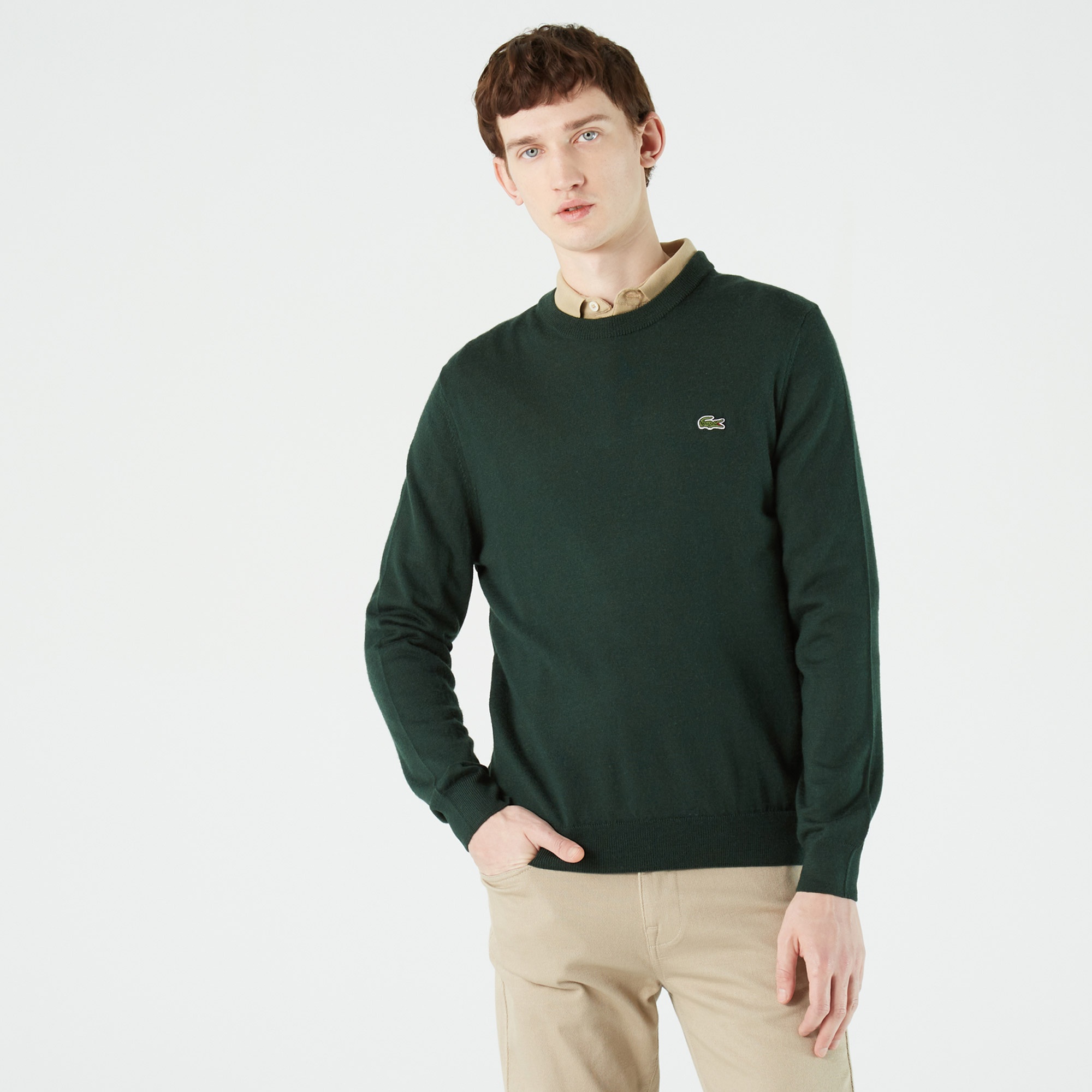 Lacoste Erkek Regular Fit Bisiklet Yaka Yeşil Kazak