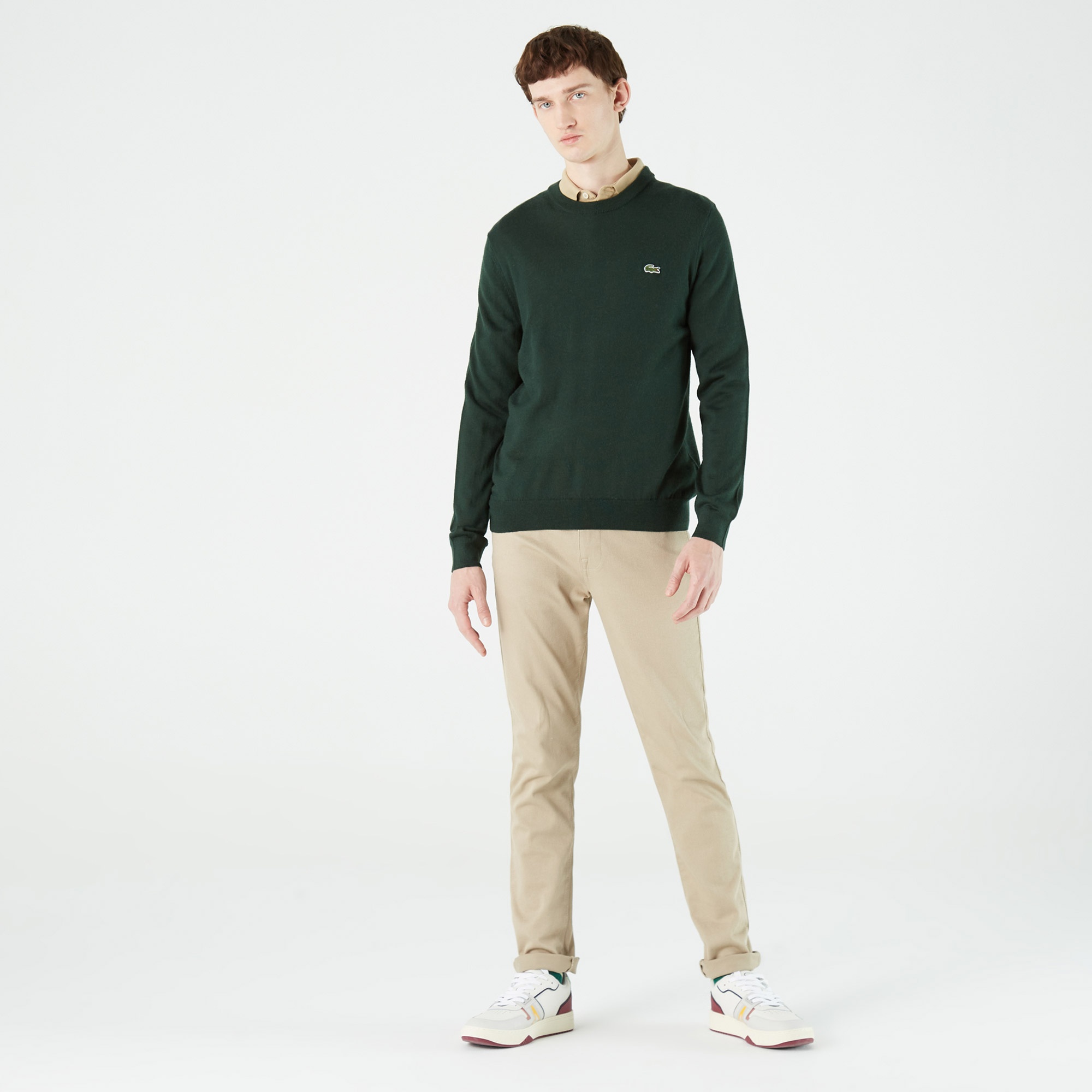Lacoste Erkek Regular Fit Bisiklet Yaka Yeşil Kazak