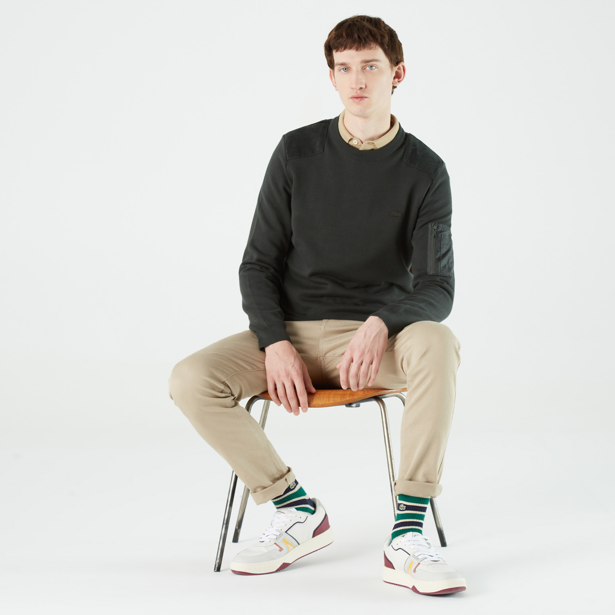 Lacoste Erkek Regular Fit Bisiklet Yaka Haki Kazak