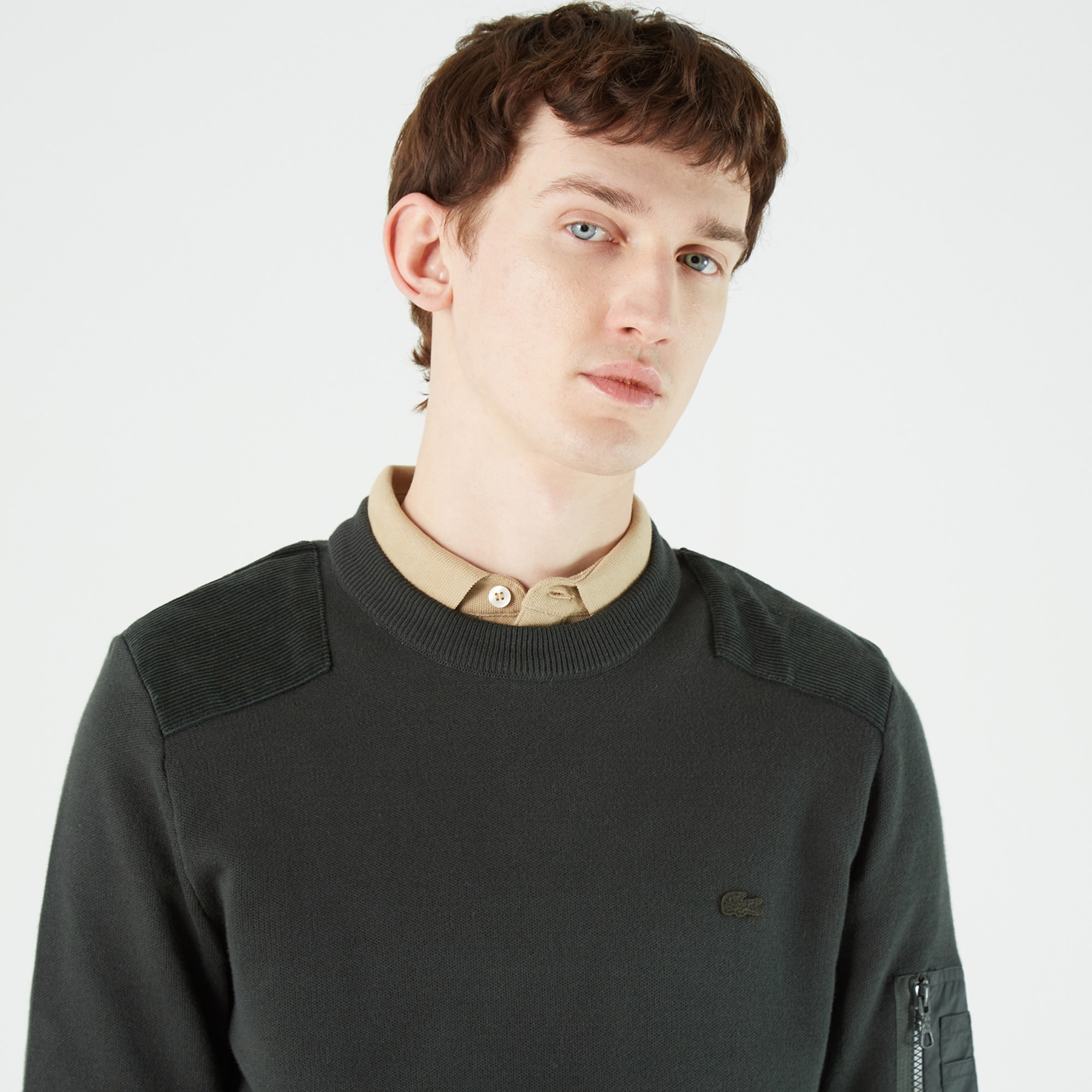 Lacoste Erkek Regular Fit Bisiklet Yaka Haki Kazak