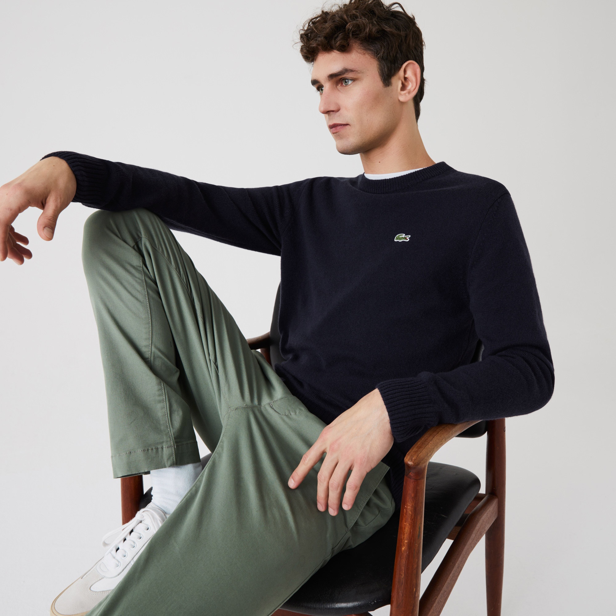 Lacoste Erkek Regular Fit Uzun Kollu Bisiklet Yaka Lacivert Triko