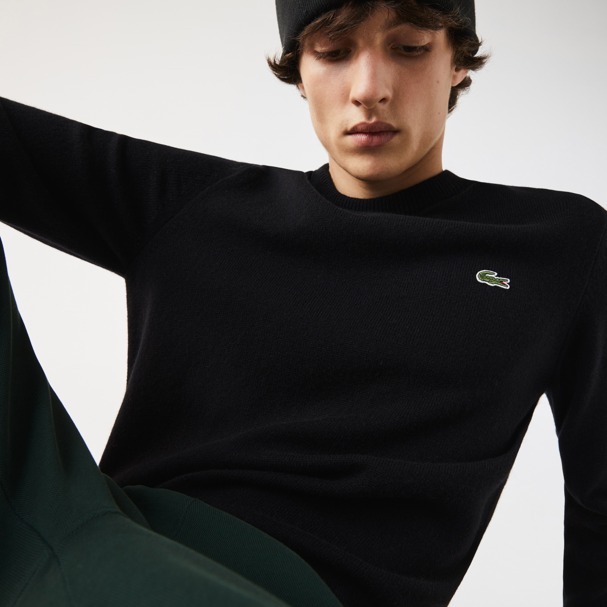Lacoste Erkek Regular Fit Uzun Kollu Bisiklet Yaka Siyah Triko
