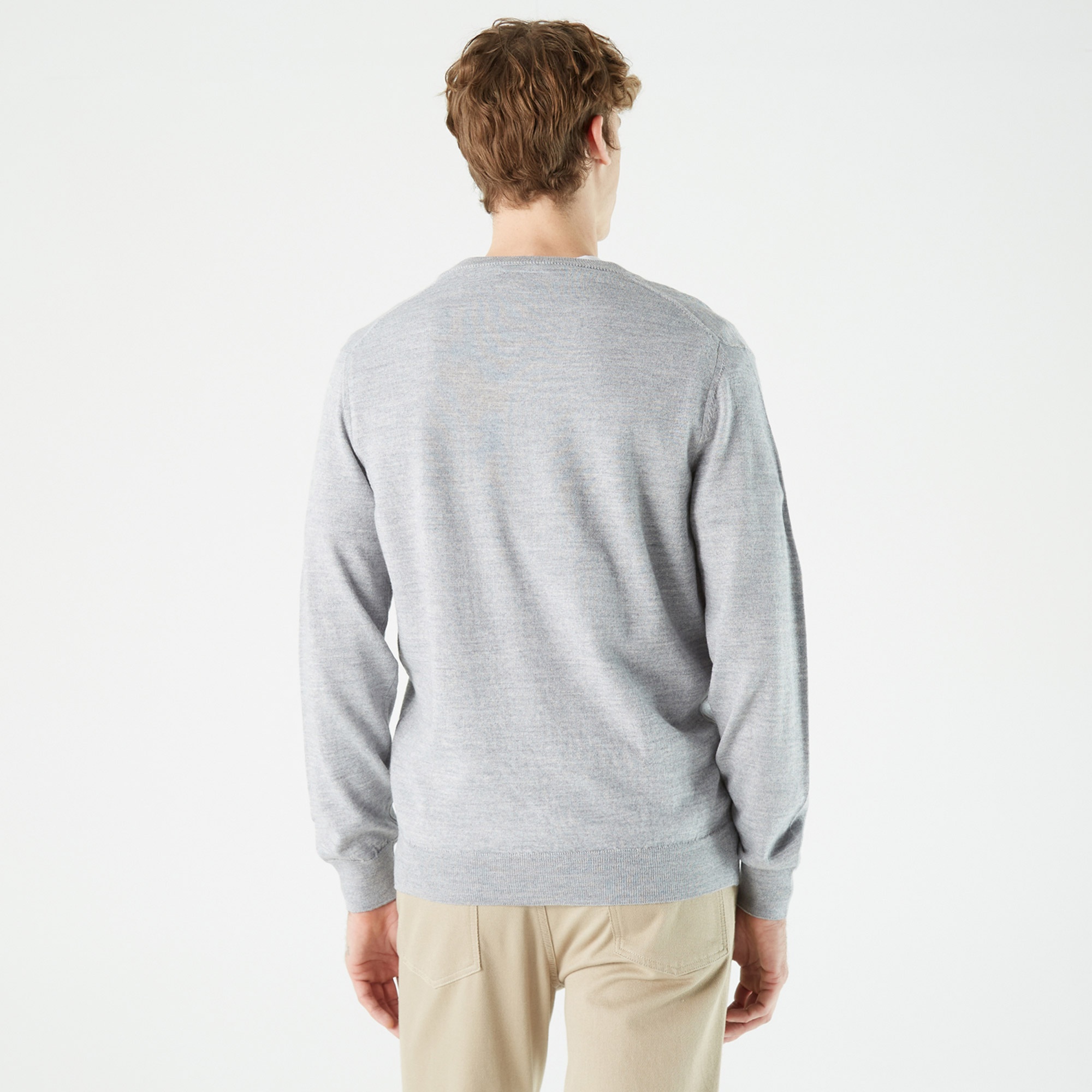 Lacoste Erkek Regular Fit V Yaka Gri Kazak