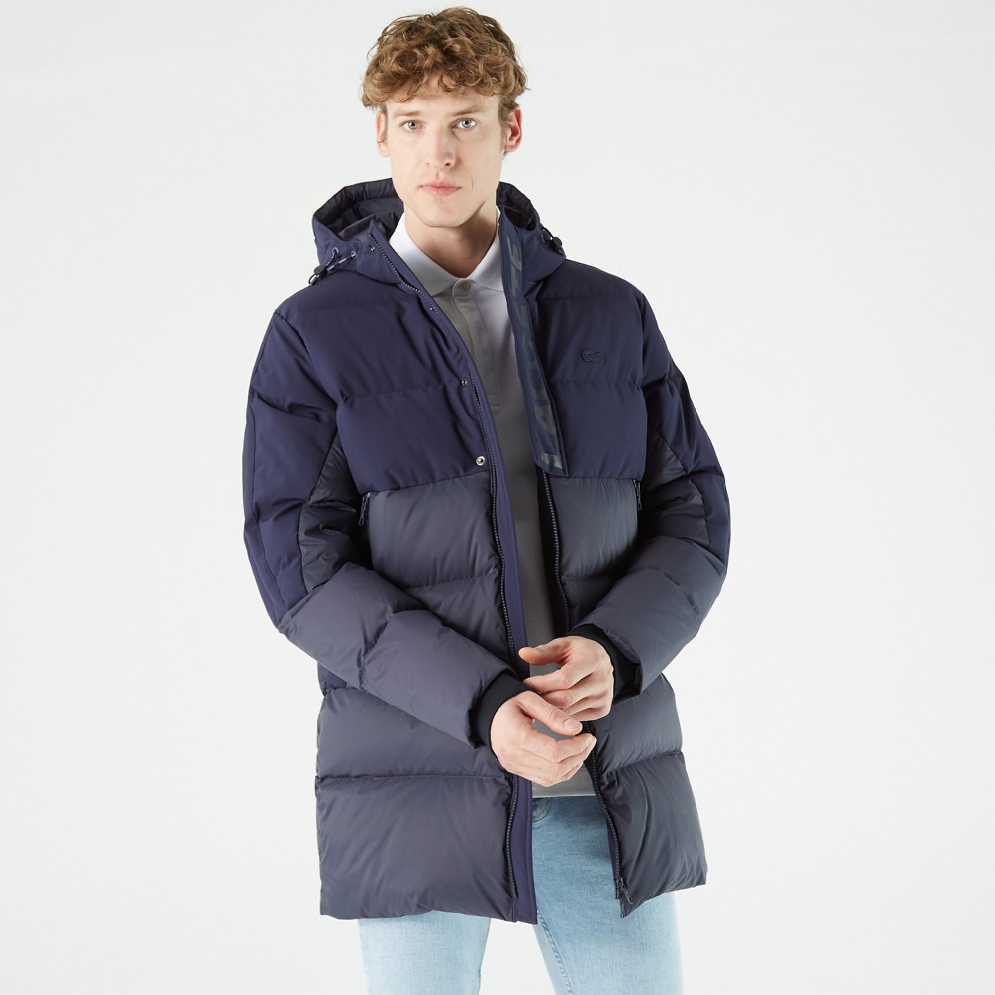 Lacoste Erkek Kapüşonlu Kapitone Lacivert Mont