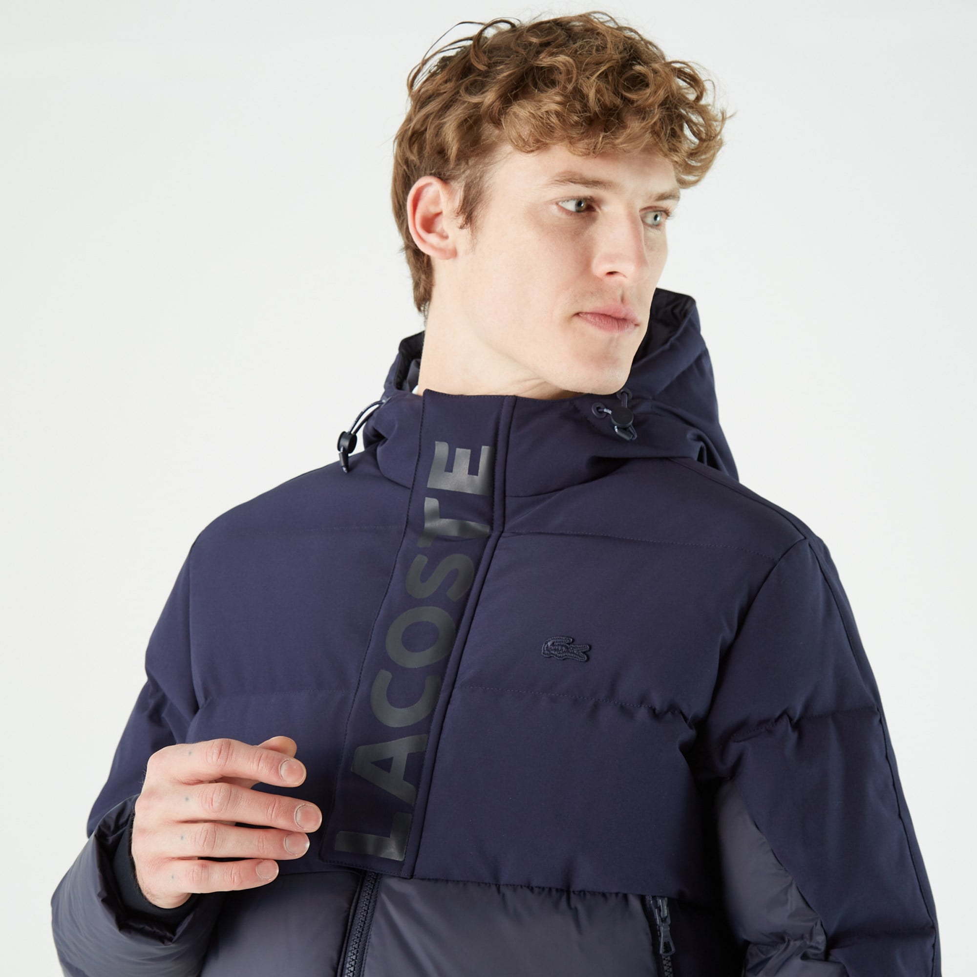 Lacoste Erkek Kapüşonlu Kapitone Lacivert Mont