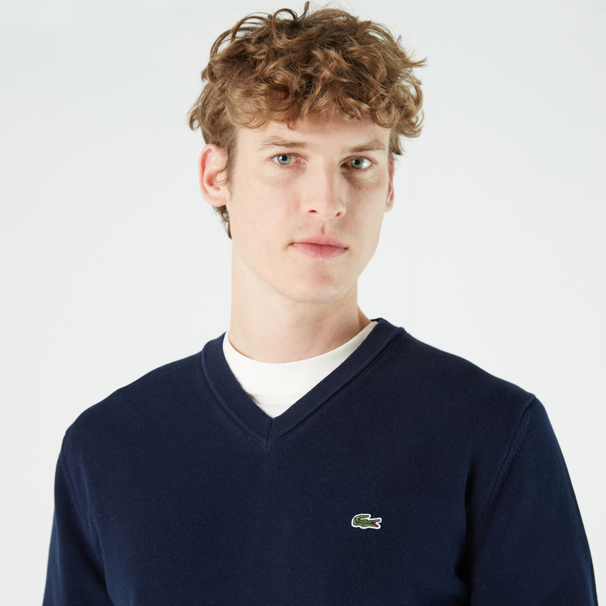 Lacoste Erkek Regular Fit V Yaka Lacivert Kazak