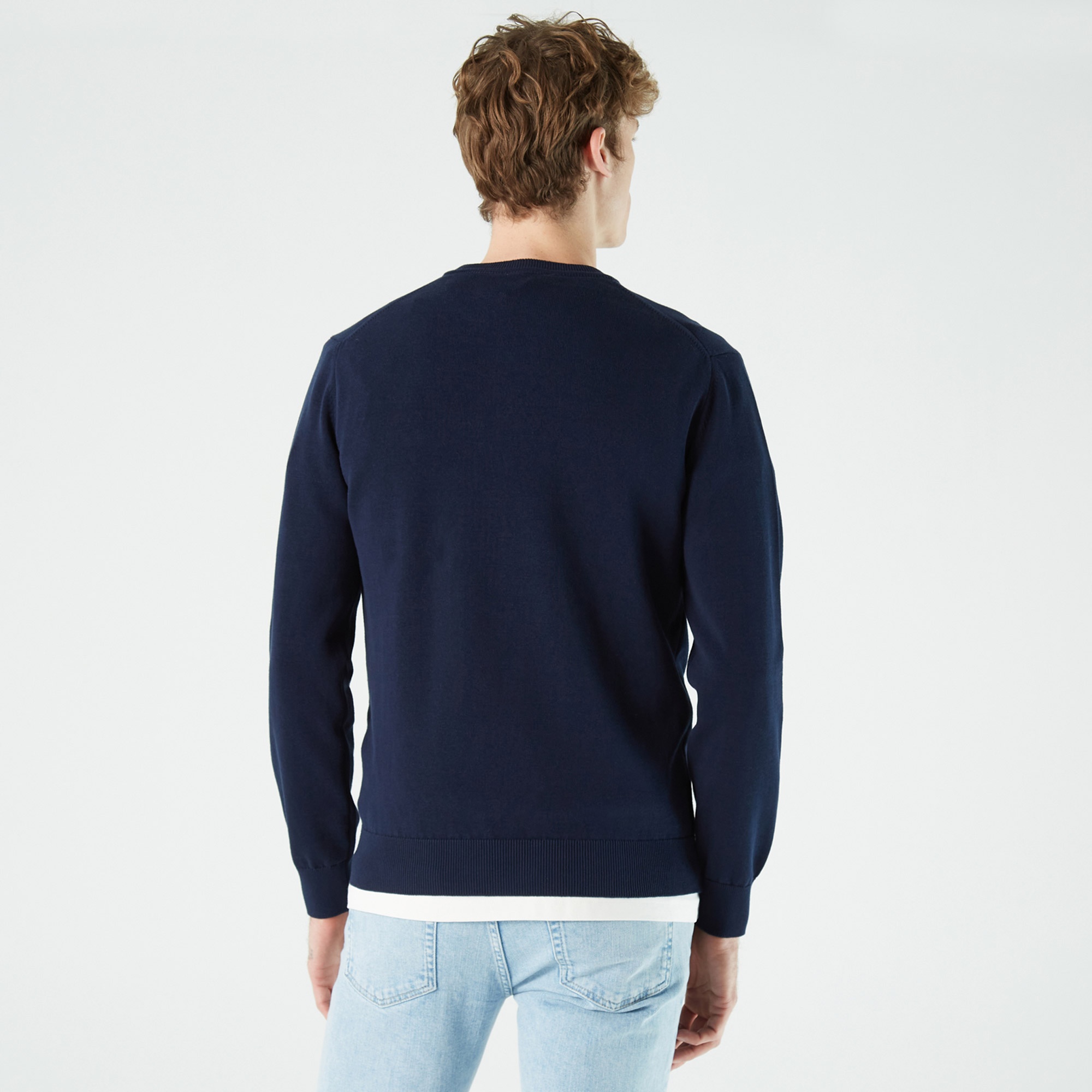 Lacoste Erkek Regular Fit V Yaka Lacivert Kazak