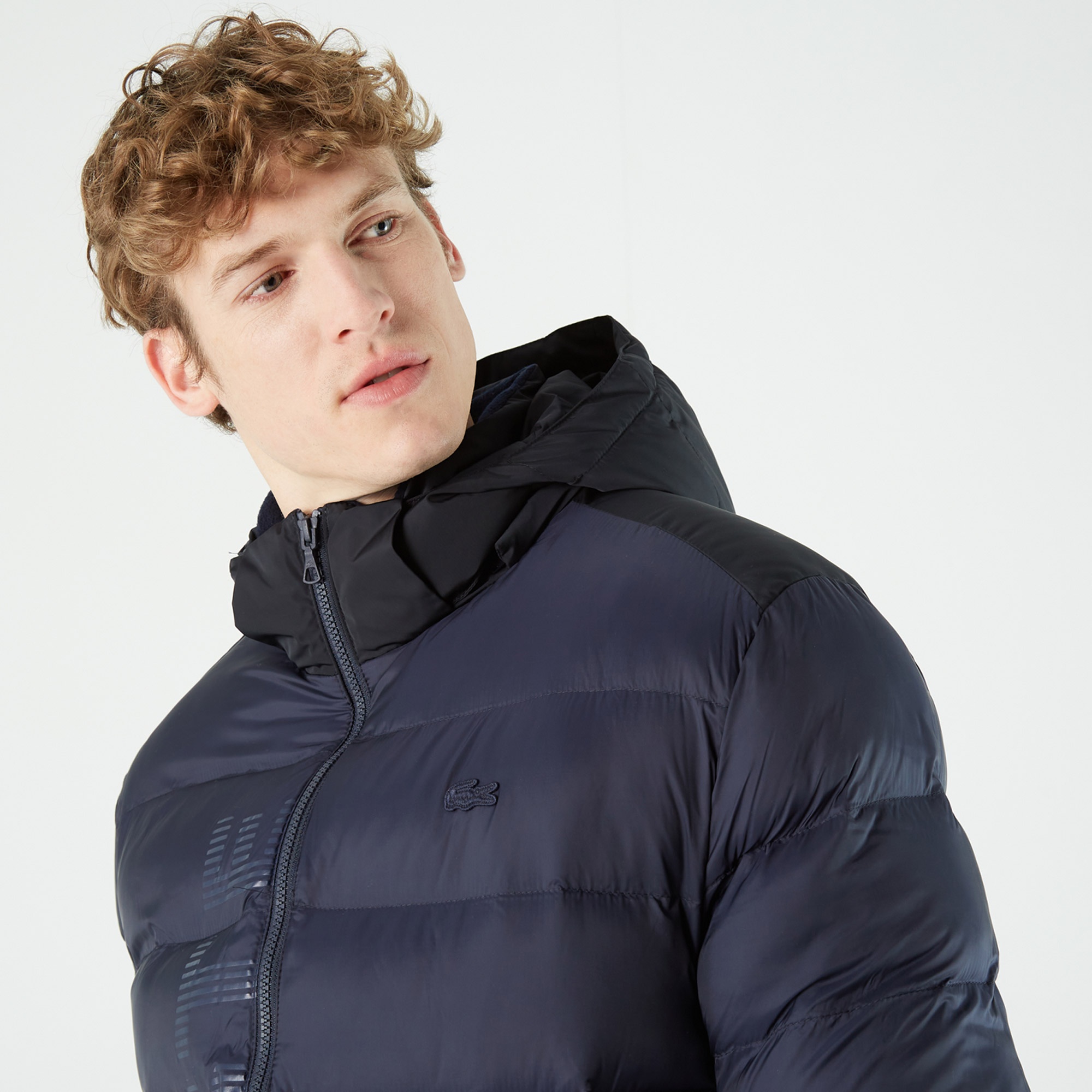 Lacoste Erkek Kapüşonlu Kapitone Gri Mont