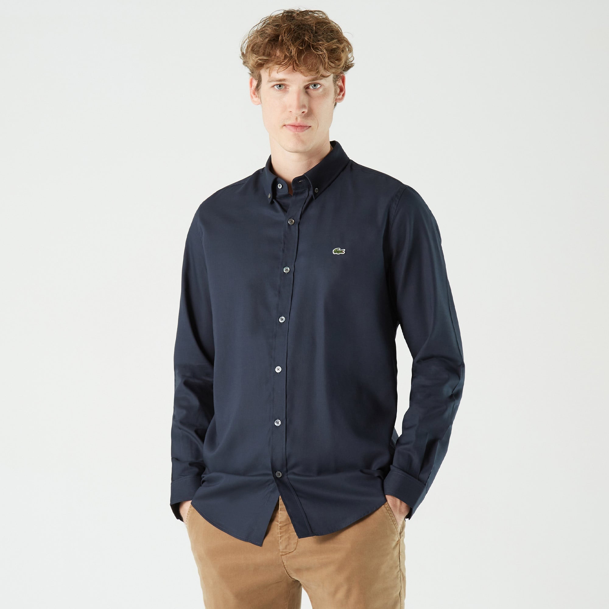 Lacoste Erkek Slim Fit Lacivert Gömlek