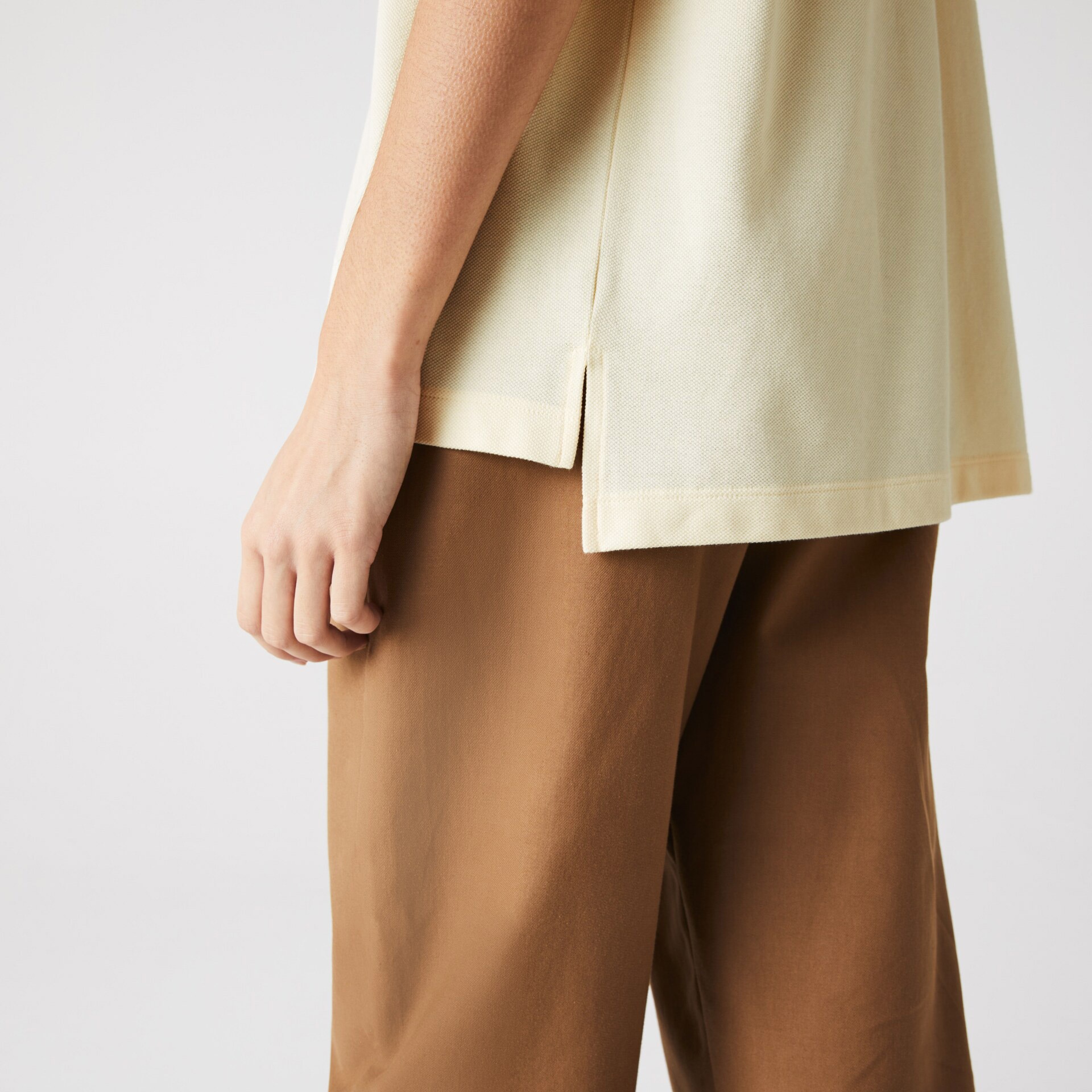 Lacoste L!ve Organik Pamuk Kadın Relaxed Fit Kapüşonlu Sarı Polo