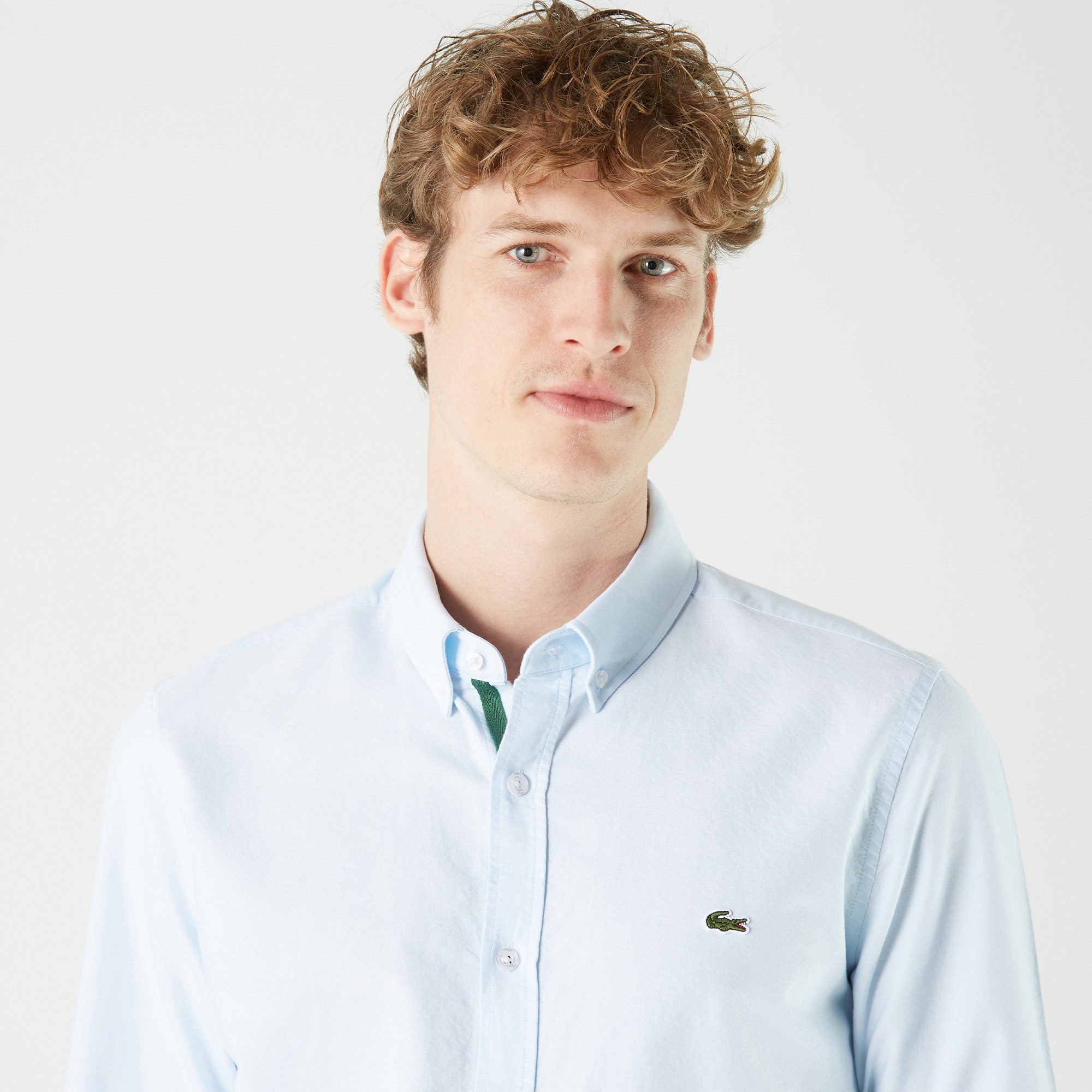 Lacoste Erkek Slim Fit Düğmeli Yaka Açık Mavi Gömlek