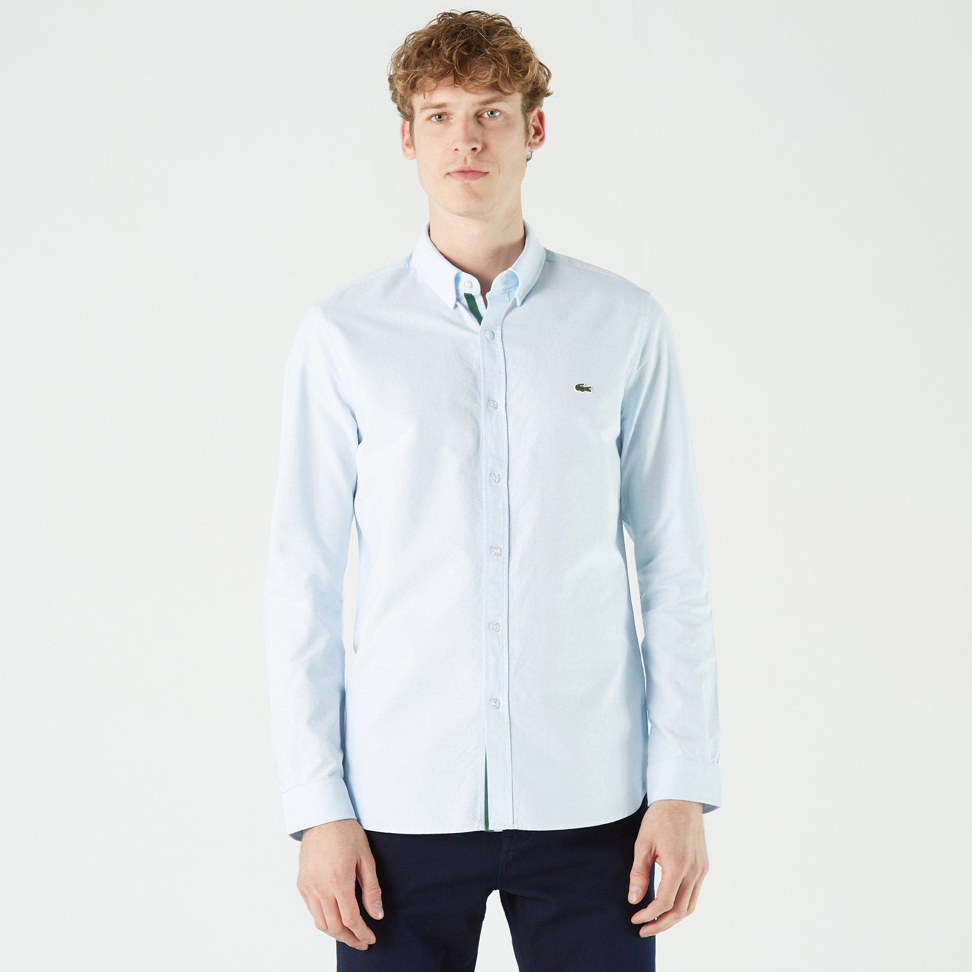 Lacoste Erkek Slim Fit Düğmeli Yaka Açık Mavi Gömlek