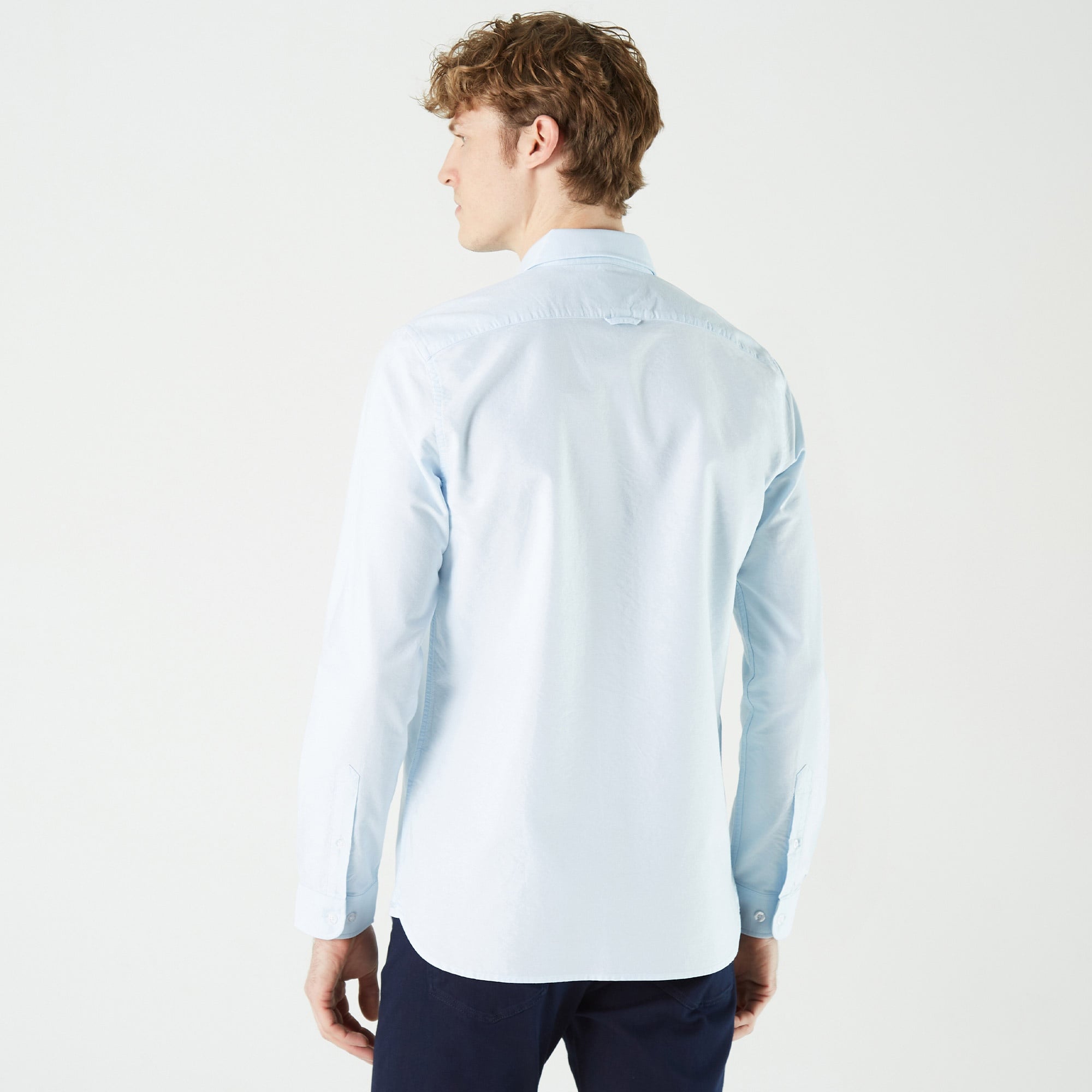 Lacoste Erkek Slim Fit Düğmeli Yaka Açık Mavi Gömlek