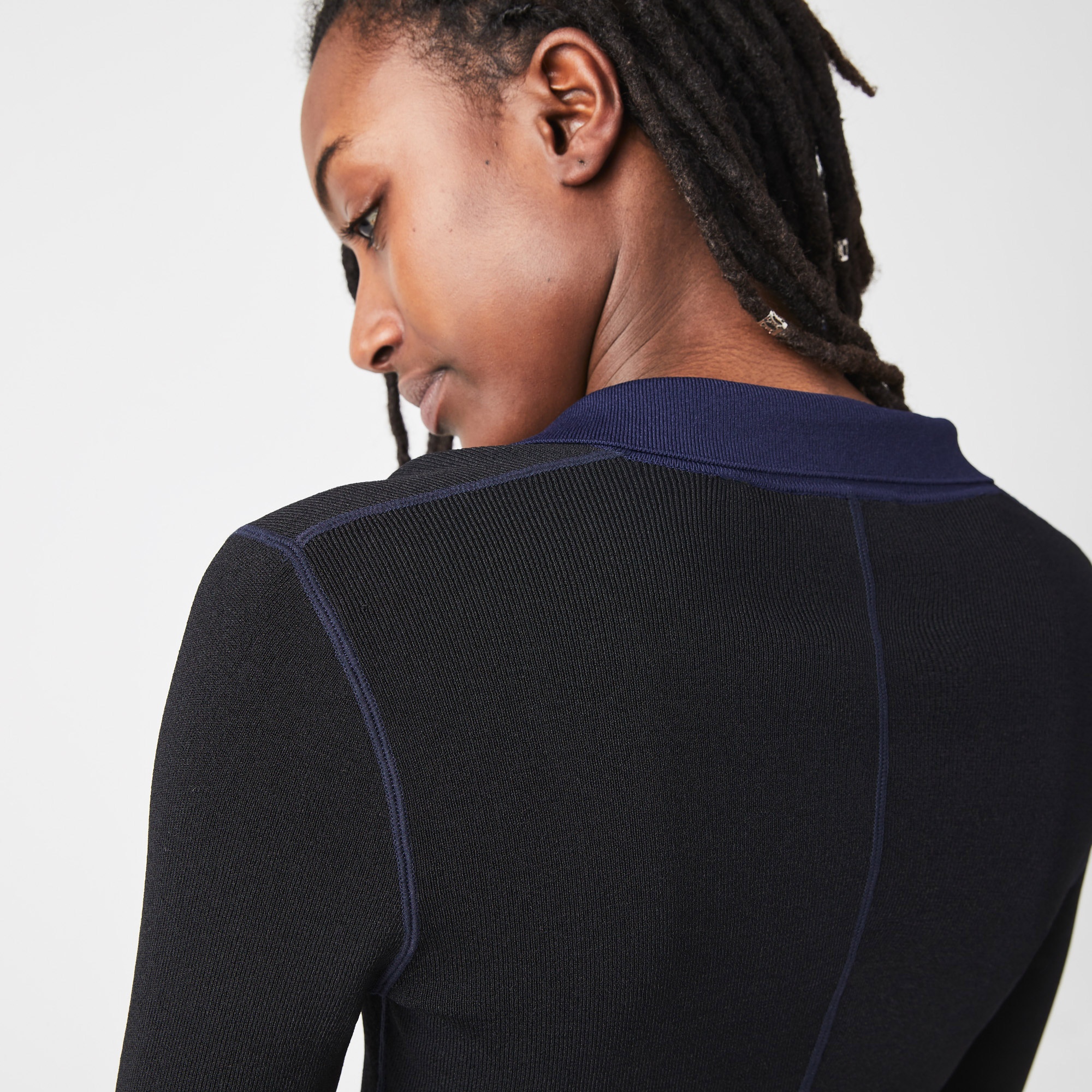 Lacoste Kadın Polo Yaka Siyah Kazak