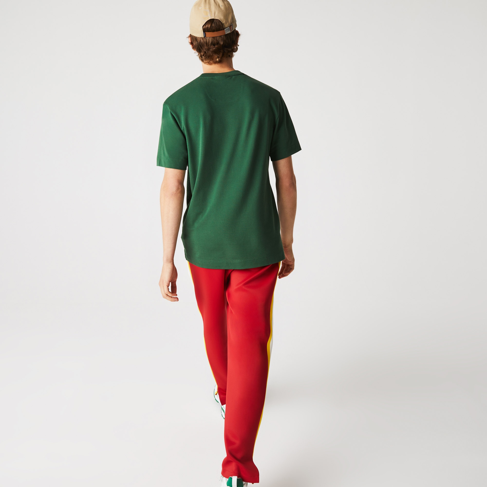 Lacoste Organik Pamuk Erkek Regular Fit Bisiklet Yaka Desenli Yeşil T-Shirt