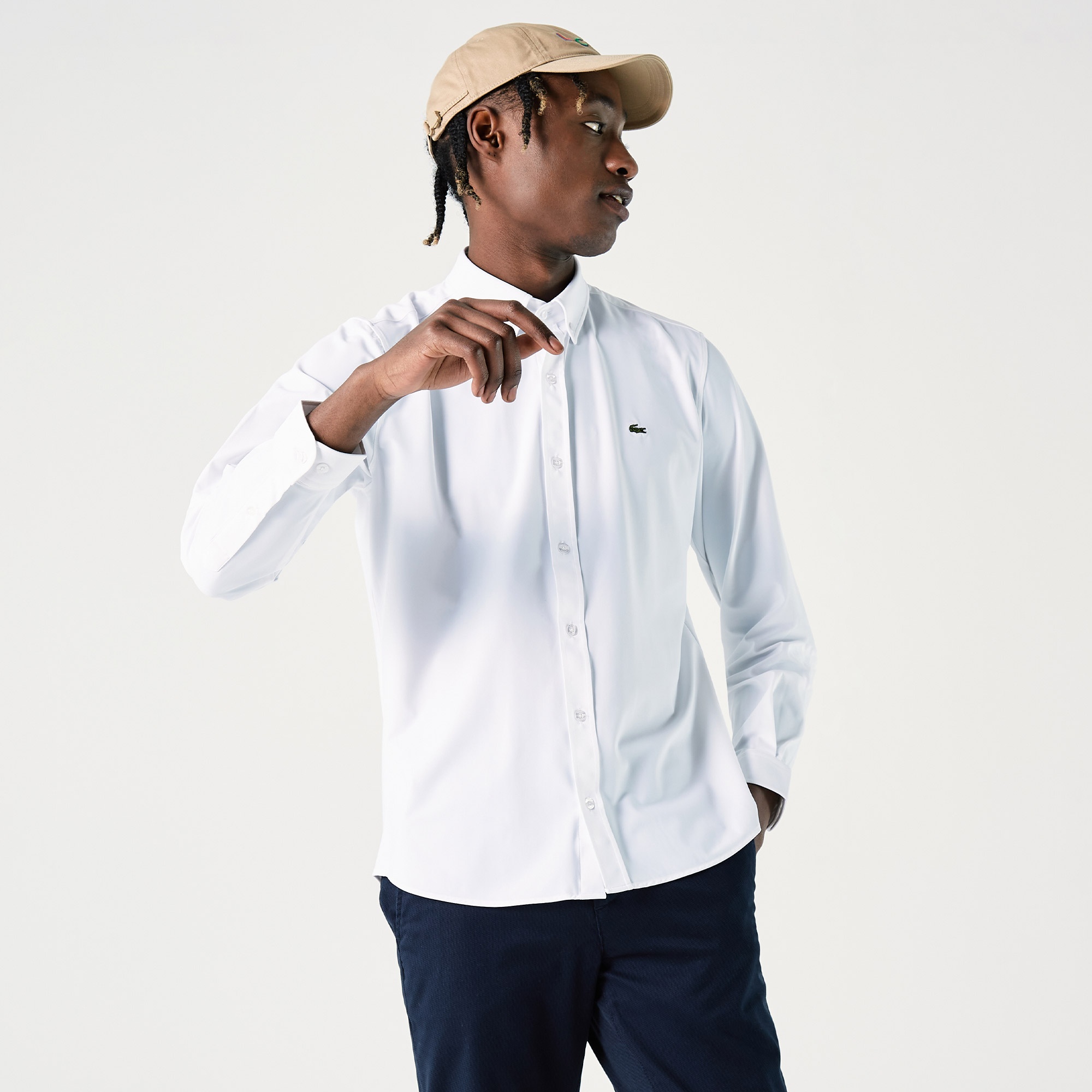 Lacoste Erkek Slim Fit Beyaz Gömlek