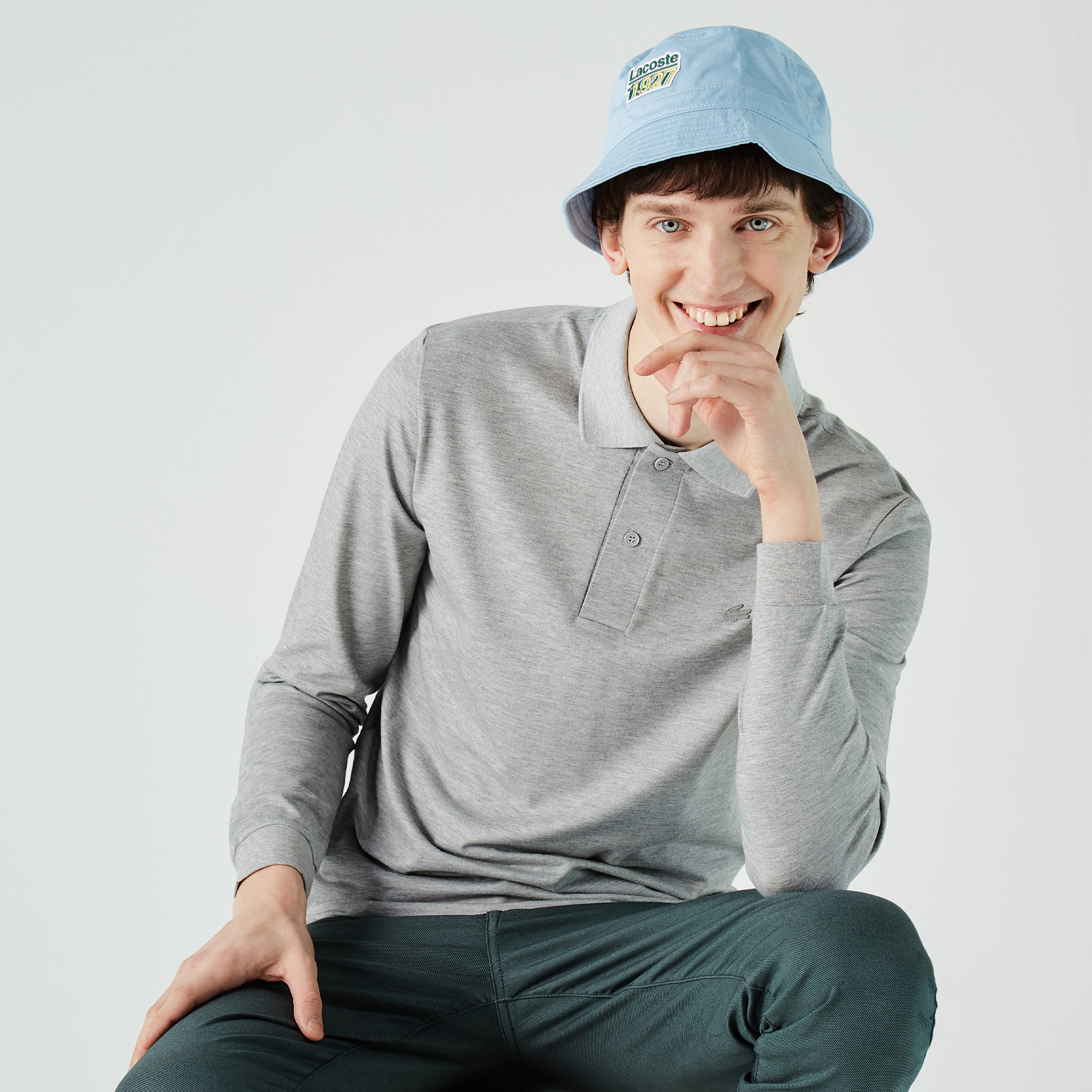 Lacoste Erkek Regular Fit Uzun Kollu Gri Polo