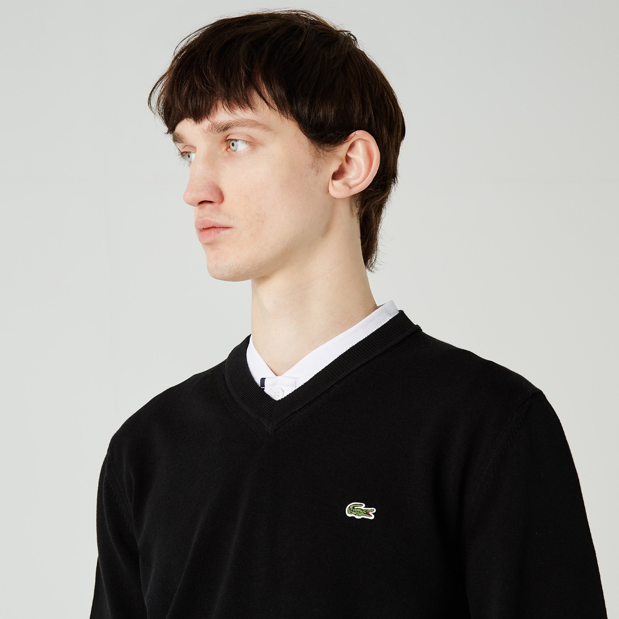 Lacoste Erkek Regular Fit V Yaka Siyah Kazak