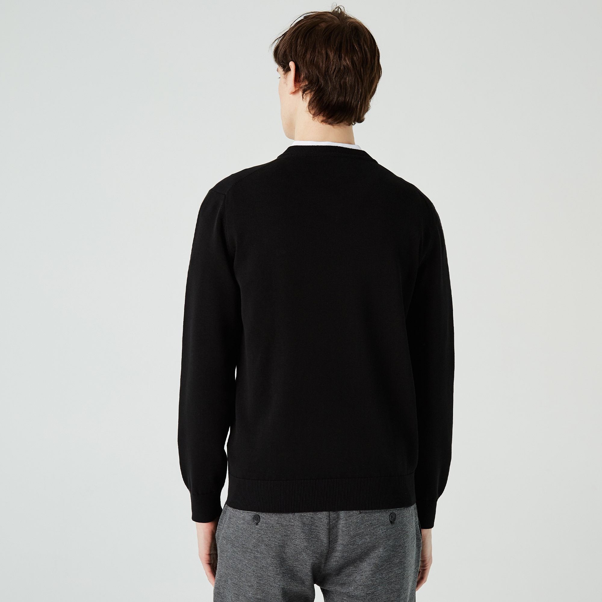 Lacoste Erkek Regular Fit V Yaka Siyah Kazak