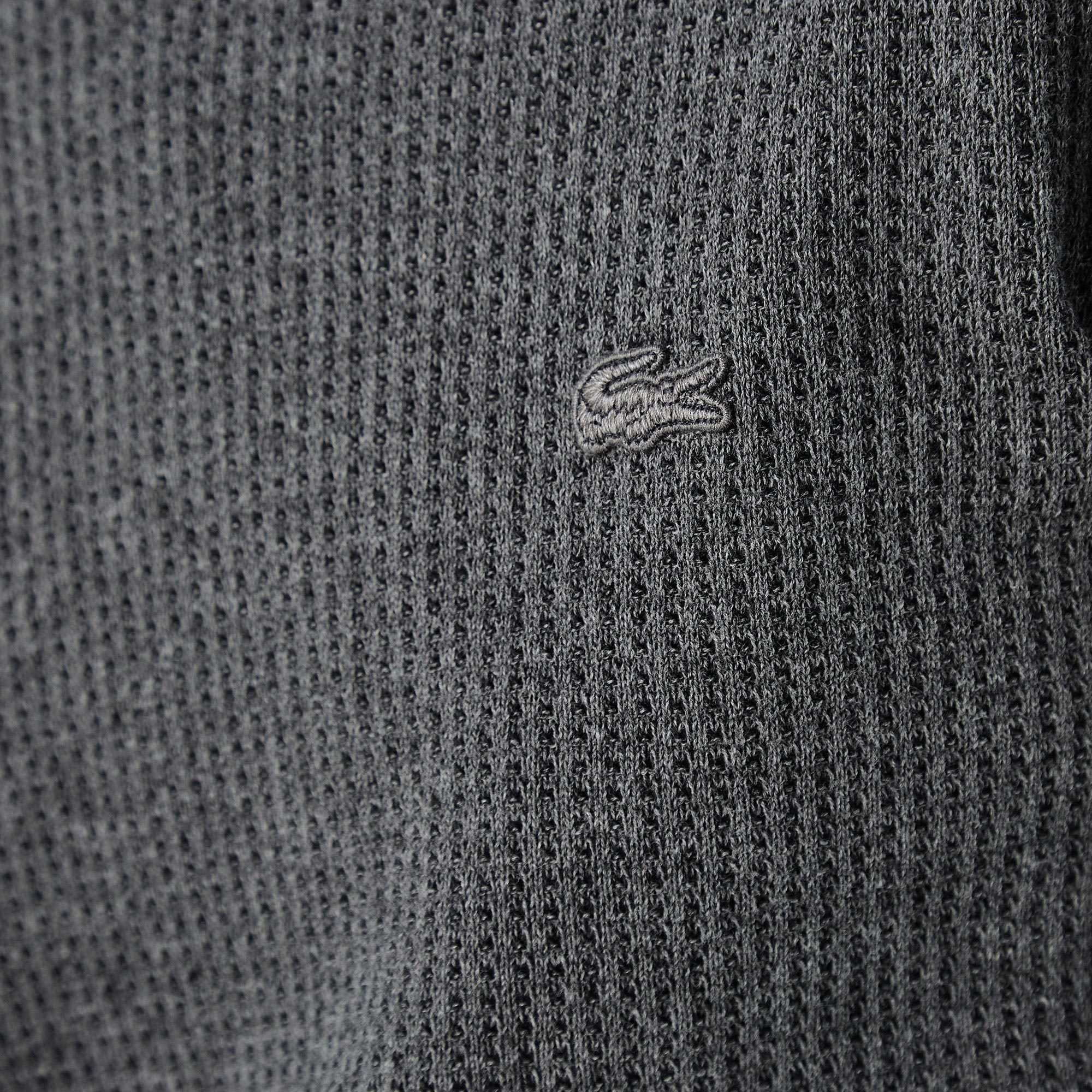 Lacoste Erkek Bisiklet Yaka Desenli Koyu Gri Kazak