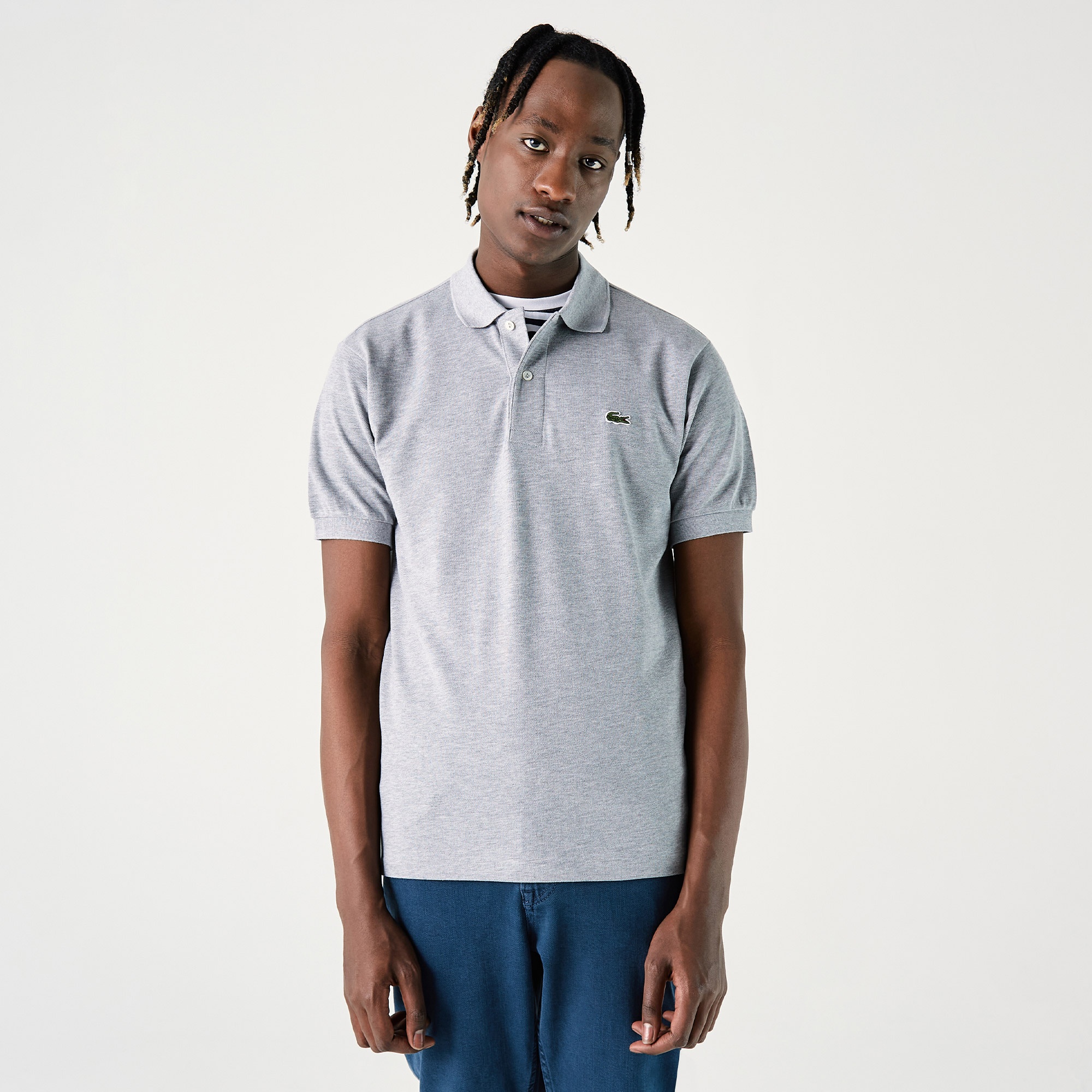 Lacoste Erkek Classic Fit Marl L.12.12 Açık Gri Polo