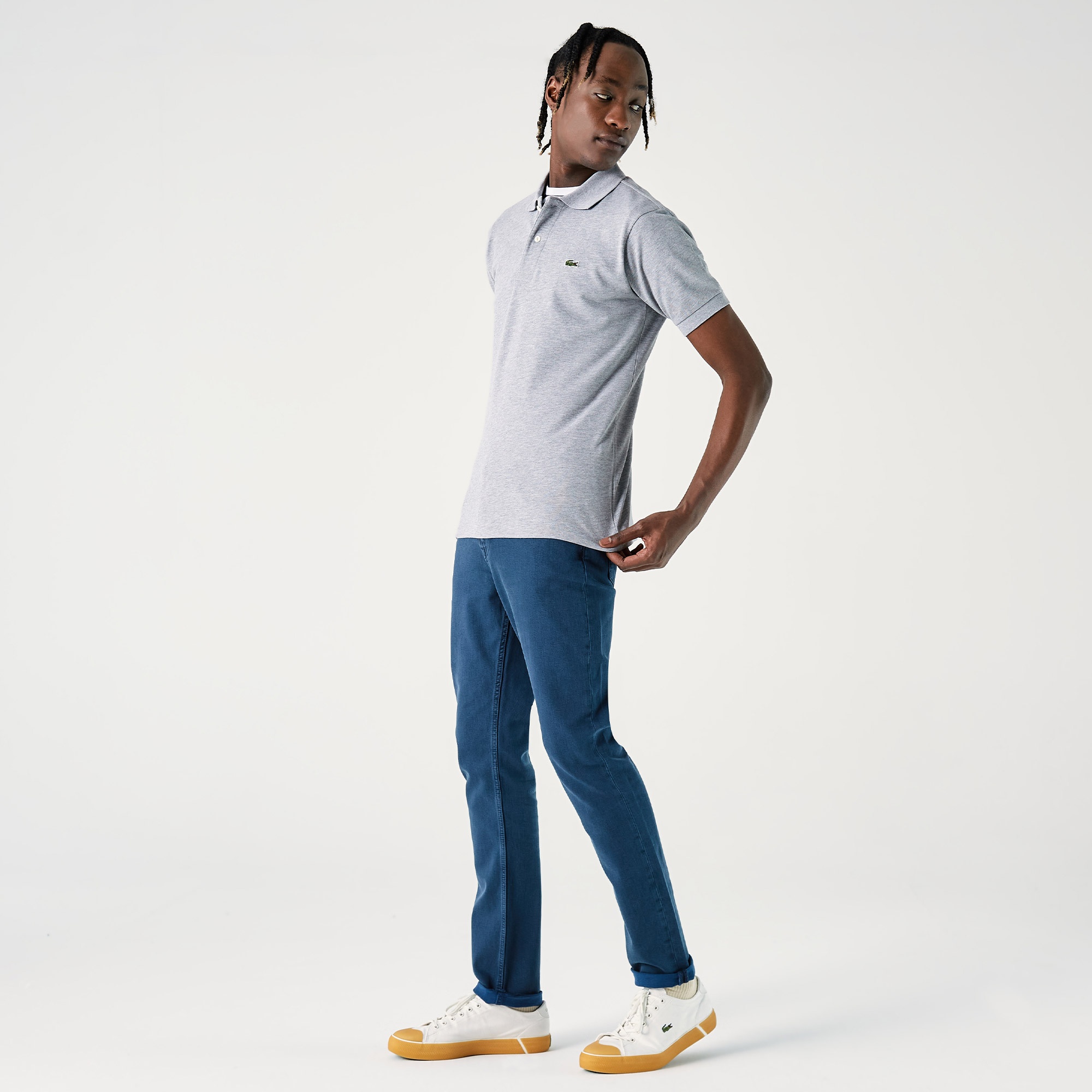 Lacoste Erkek Classic Fit Marl L.12.12 Açık Gri Polo