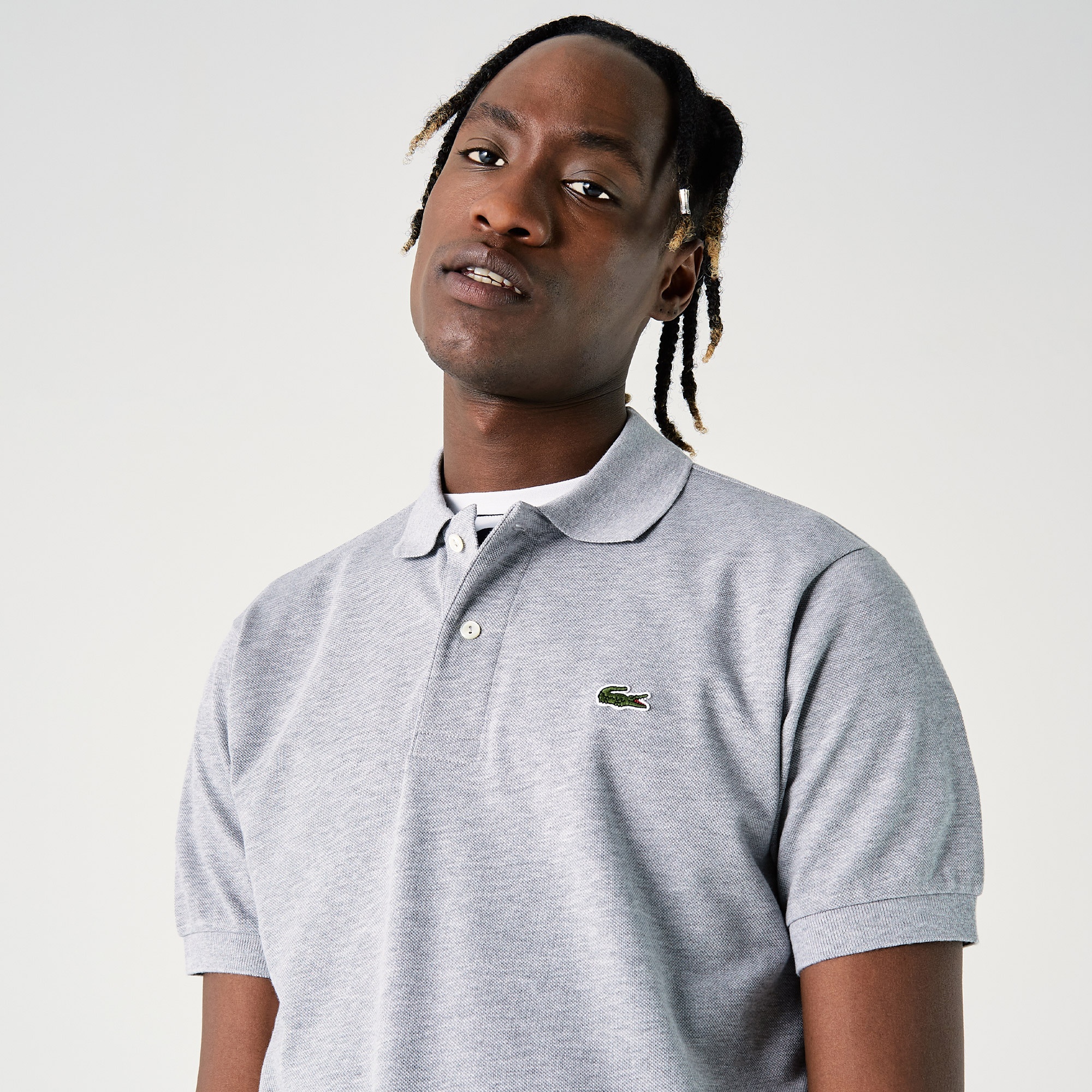 Lacoste Erkek Classic Fit Marl L.12.12 Açık Gri Polo