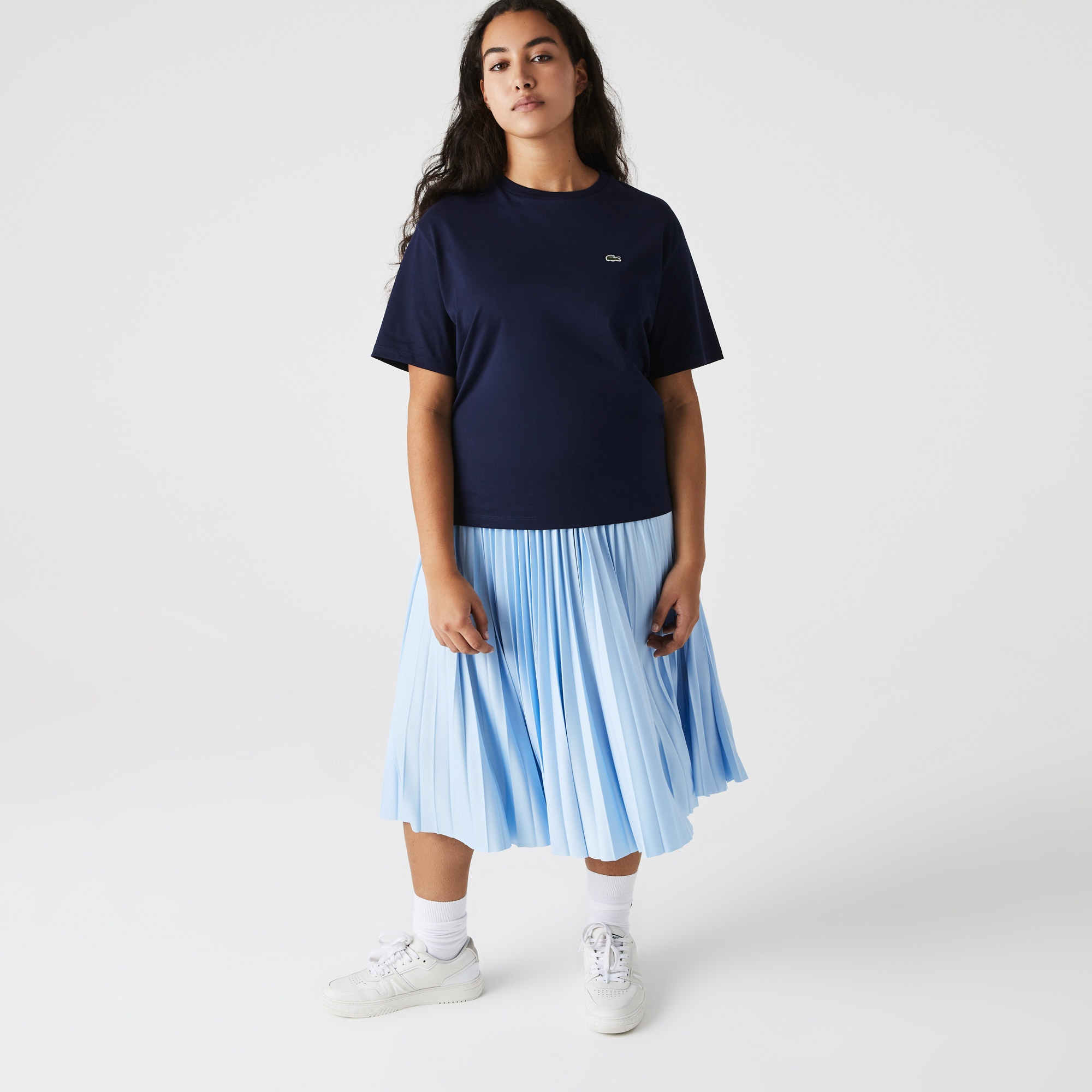 Lacoste Kadın Loose Fit Bisiklet Yaka Lacivert T-Shirt