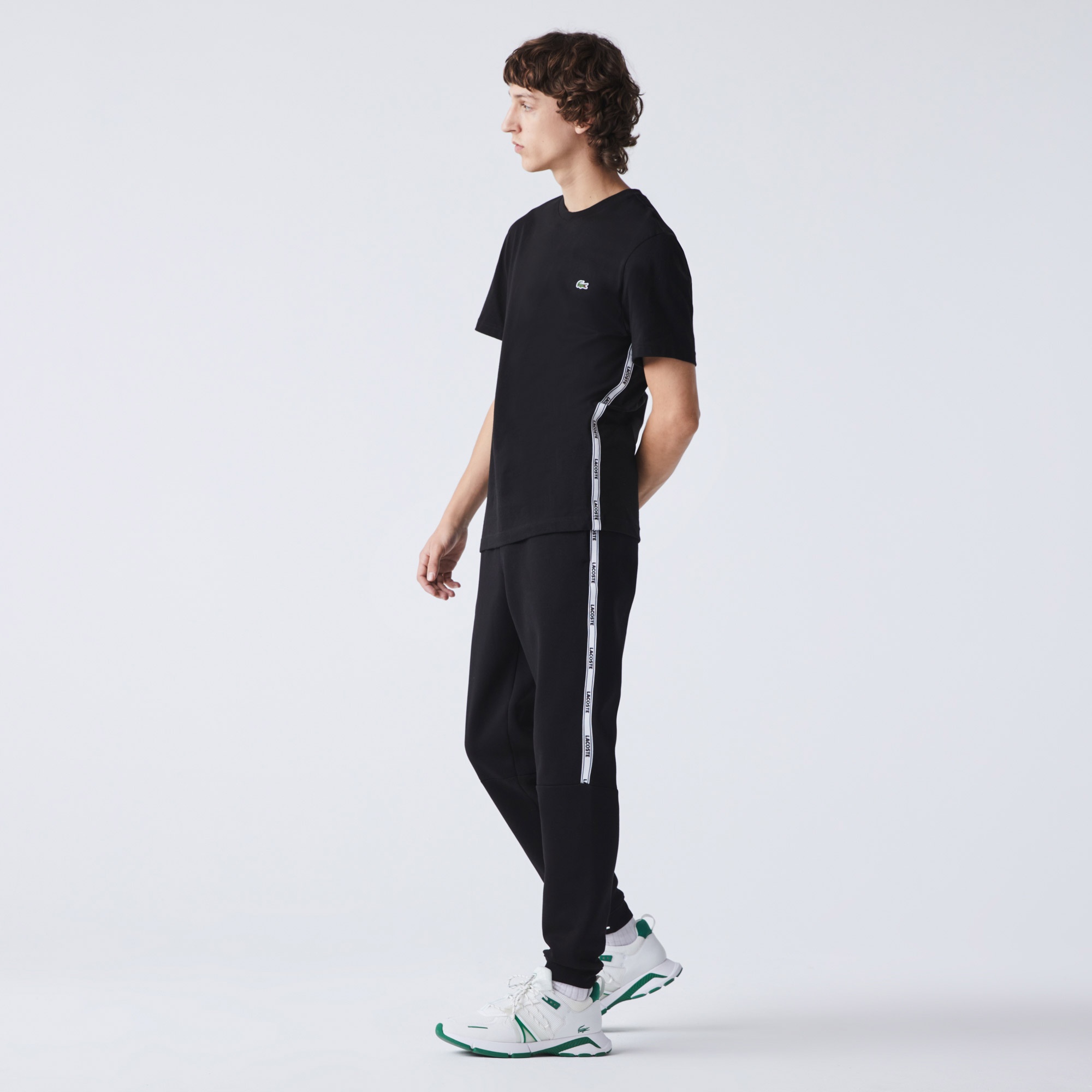 Lacoste SPORT Active Erkek Regular Fit Baskılı Bisiklet Yaka Siyah T-shirt