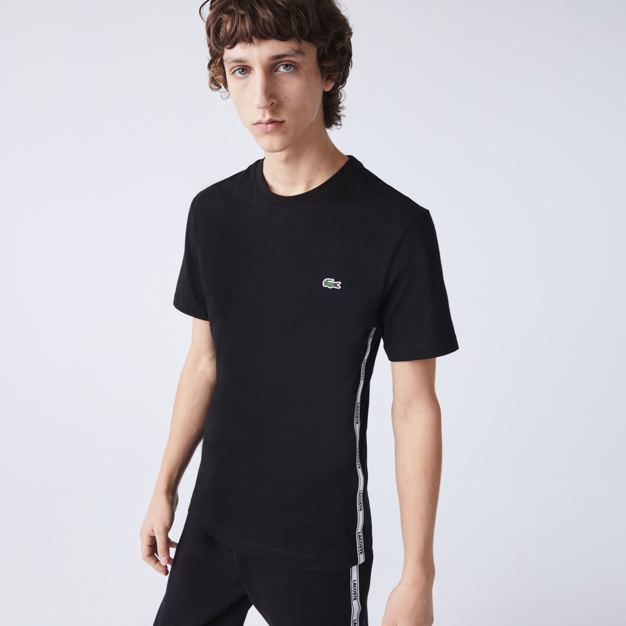 Lacoste SPORT Active Erkek Regular Fit Baskılı Bisiklet Yaka Siyah T-shirt
