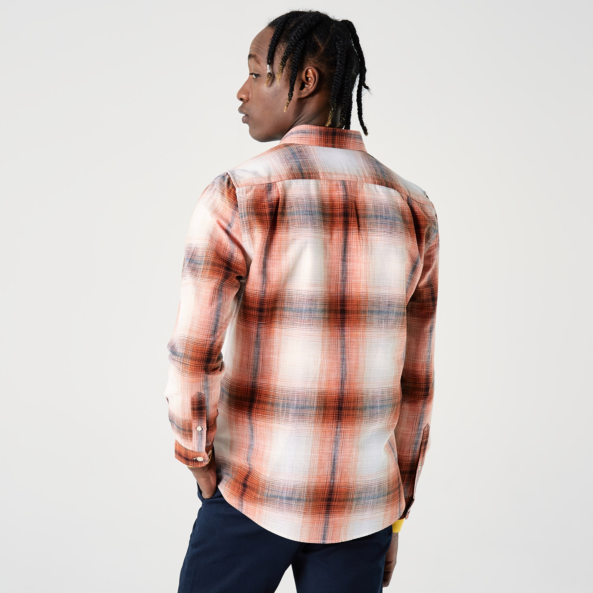 Lacoste Erkek Slim Fit Ekose Turuncu Gömlek