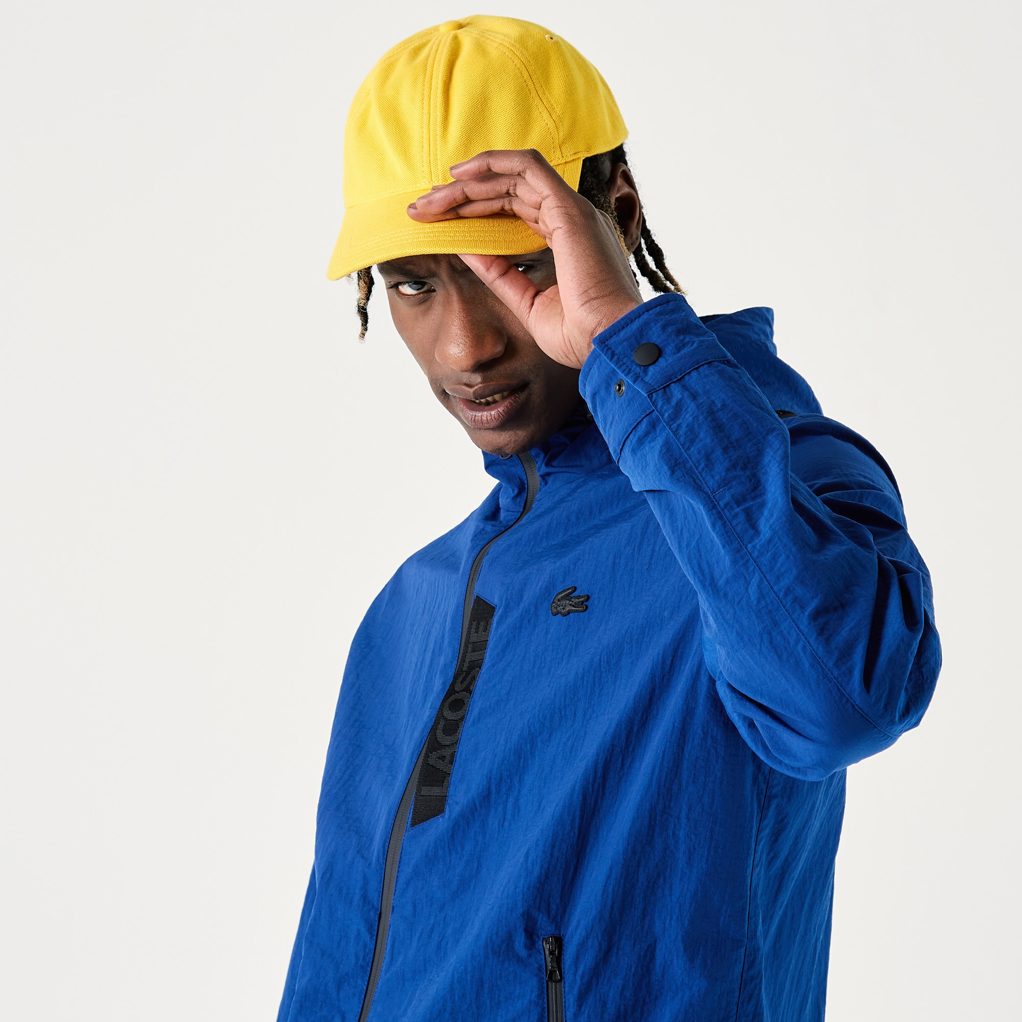 Lacoste Erkek Kapüşonlu Suya Dayanıklı Mavi Yağmurluk