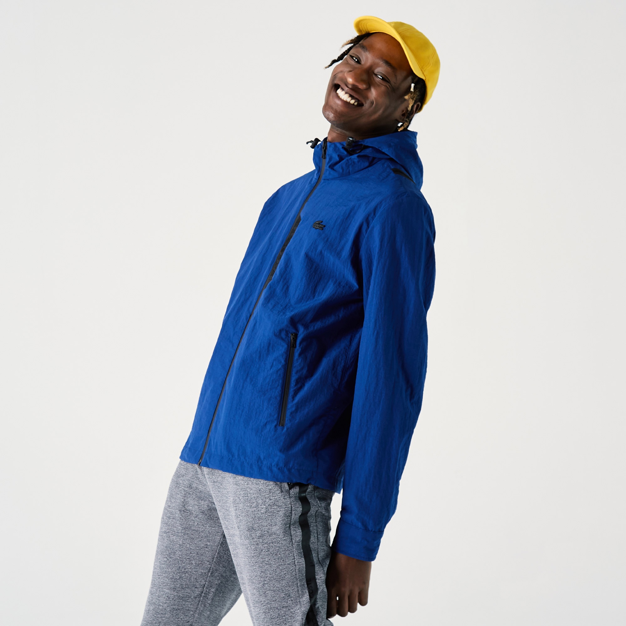 Lacoste Erkek Kapüşonlu Suya Dayanıklı Mavi Yağmurluk