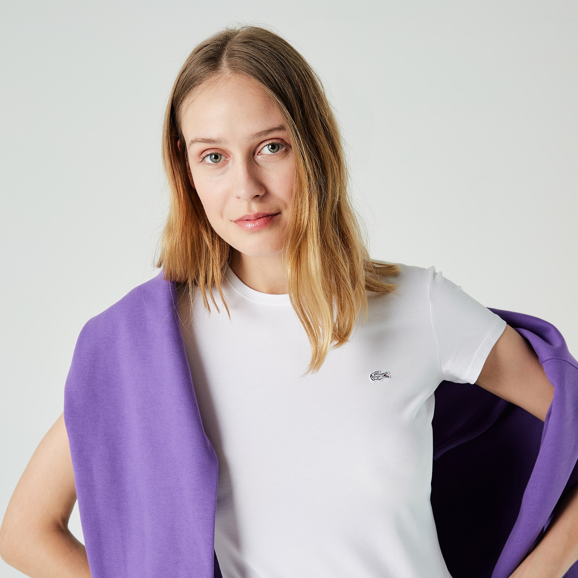 Lacoste Kadın Regular Fit Bisiklet Yaka Beyaz T-Shirt