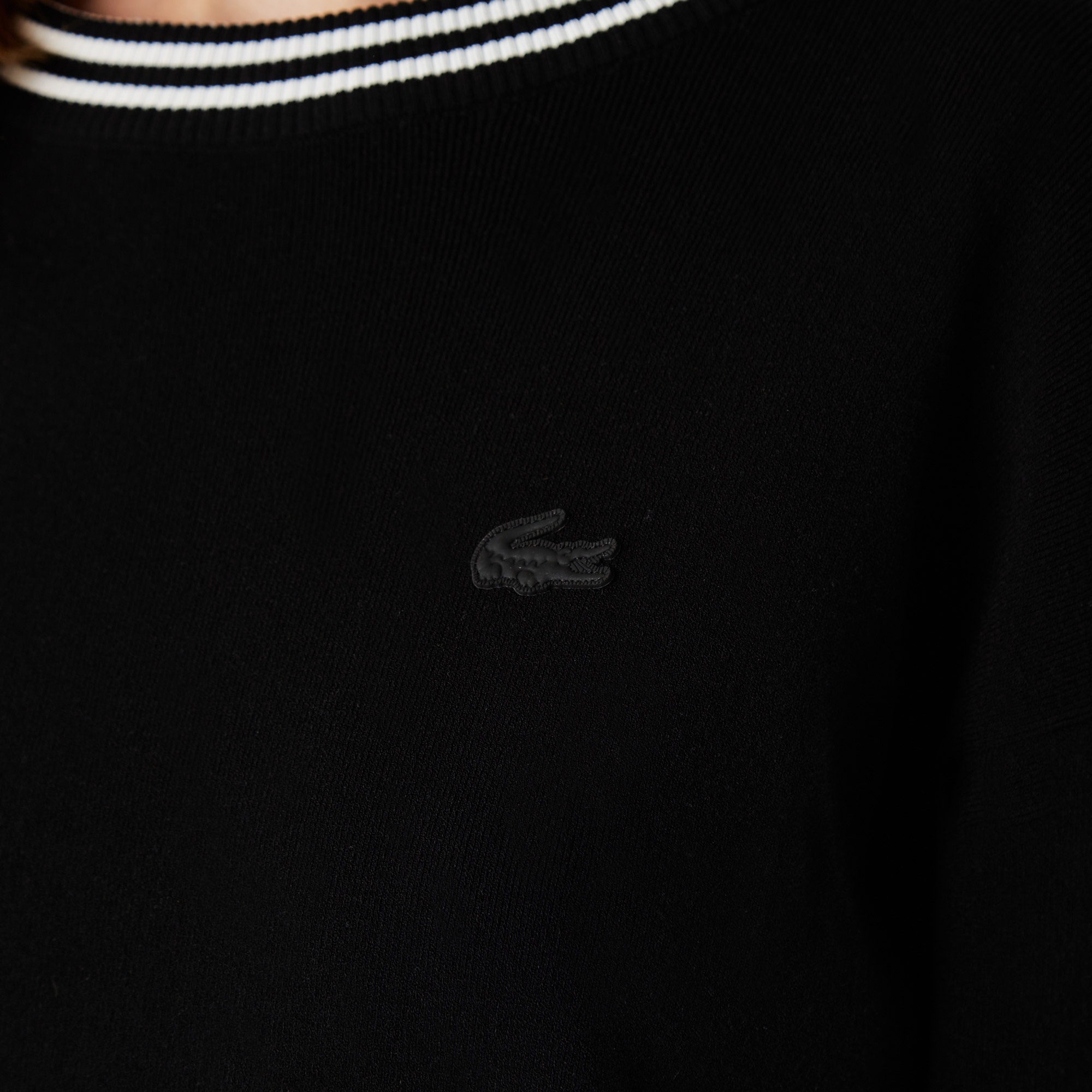 Lacoste Kadın Bisiklet Yaka Siyah Kazak
