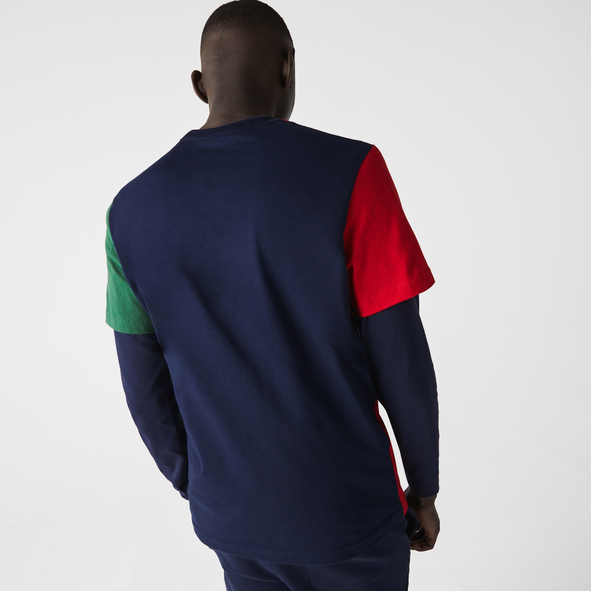 Lacoste Erkek Regular Fit Bisiklet Yaka Renk Bloklu Lacivert T-Shirt