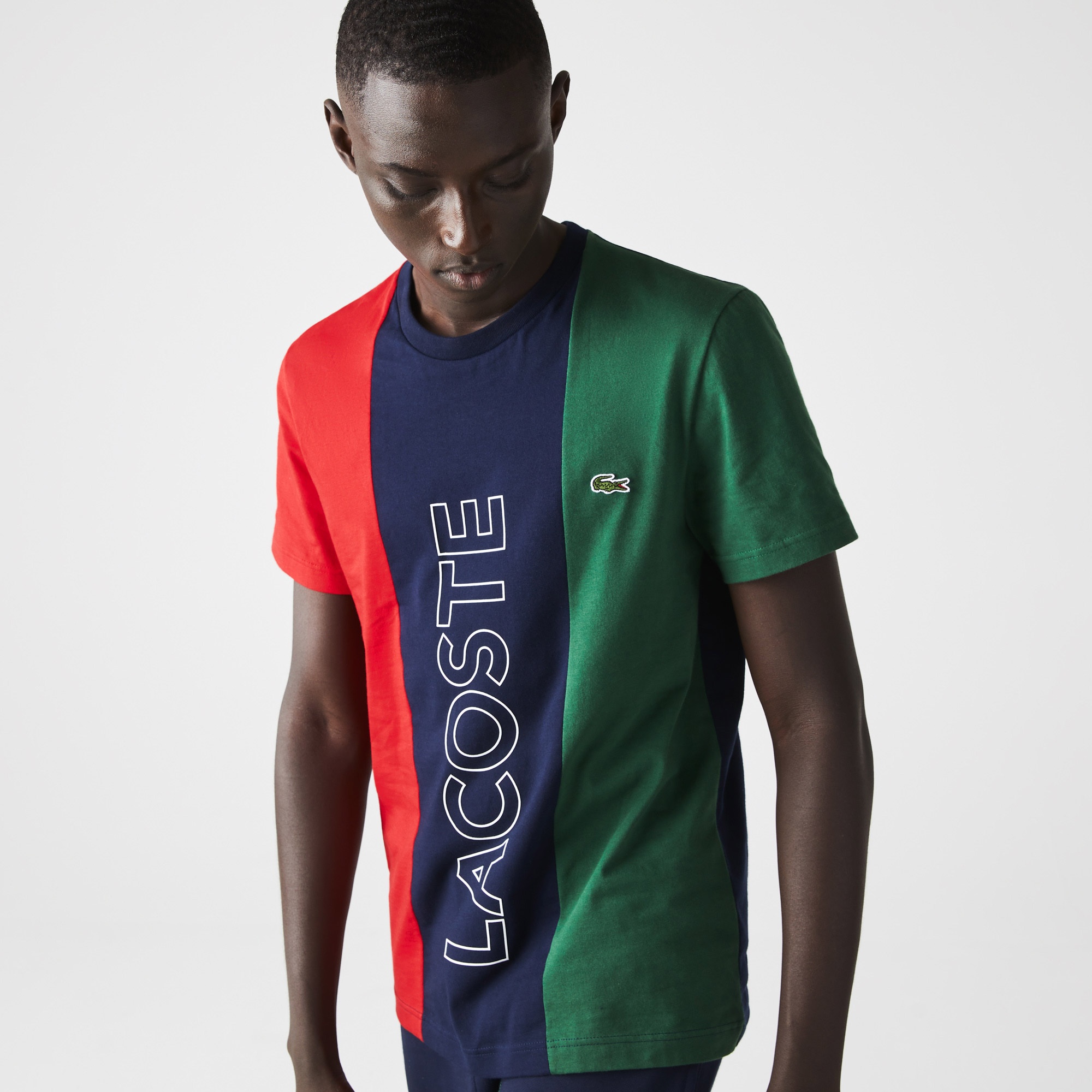Lacoste Erkek Regular Fit Bisiklet Yaka Renk Bloklu Lacivert T-Shirt
