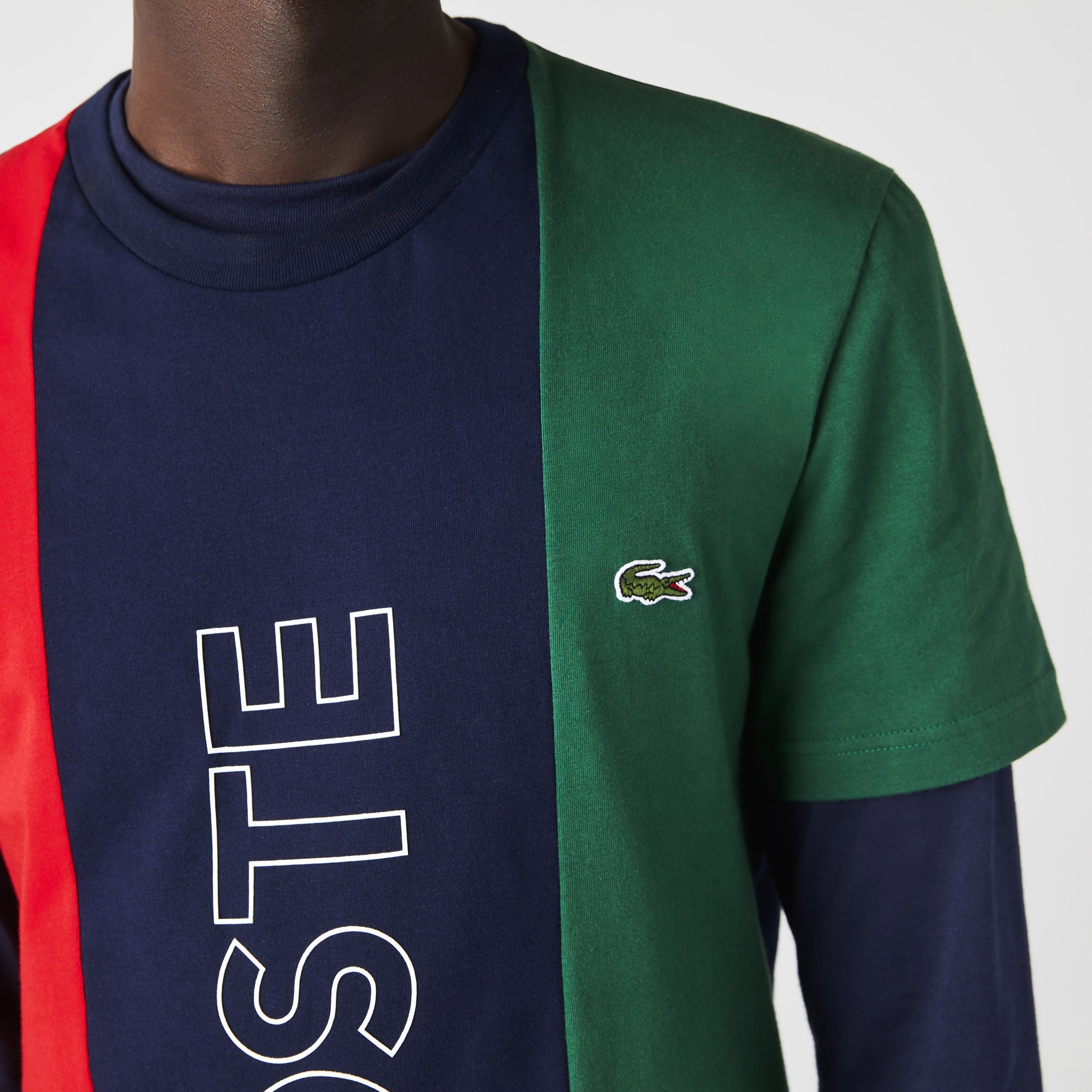 Lacoste Erkek Regular Fit Bisiklet Yaka Renk Bloklu Lacivert T-Shirt